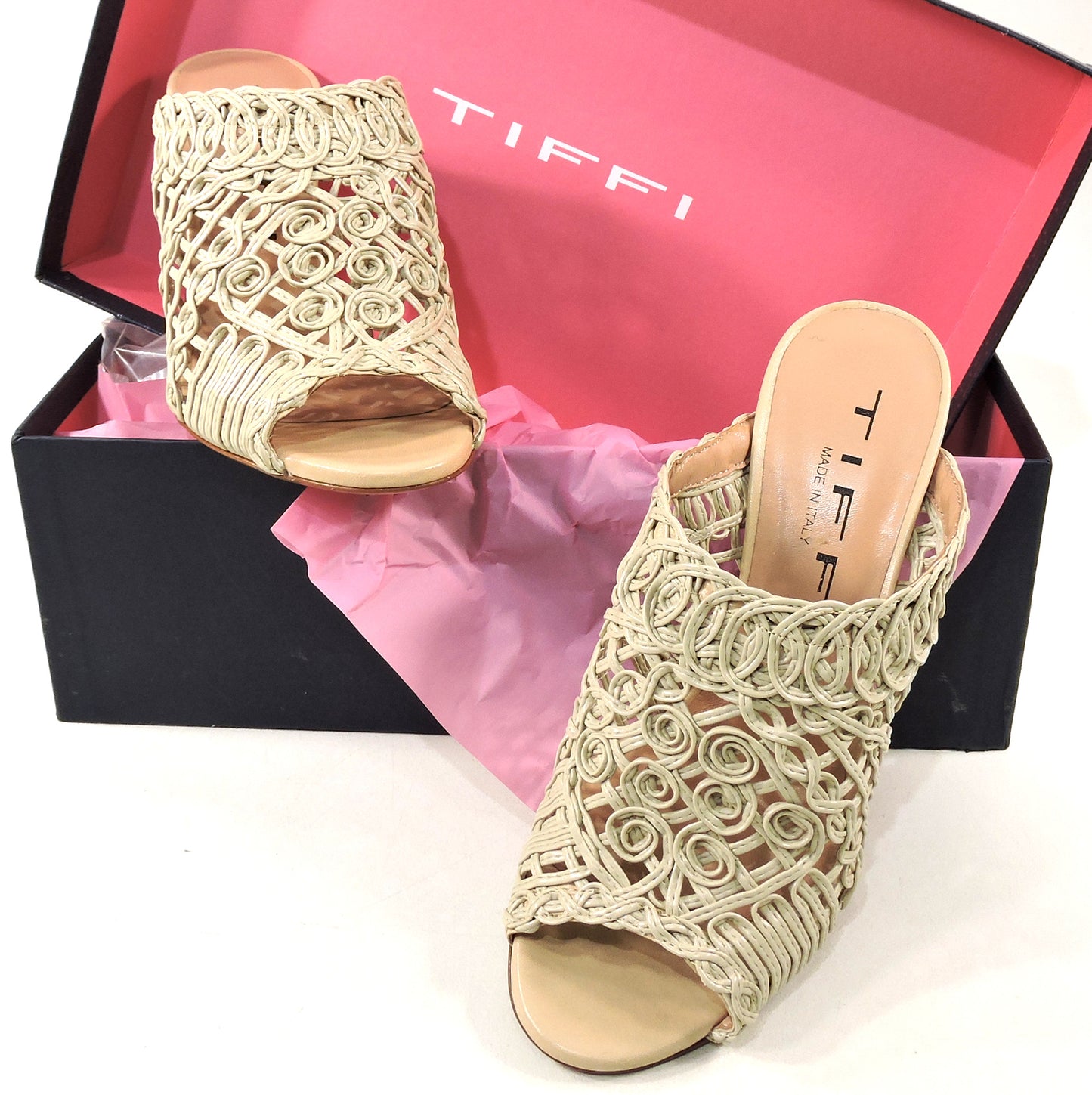 TIFFI 🇮🇹 WOMEN'S BEIGE LEATHER COMFORT SUMMER MULES