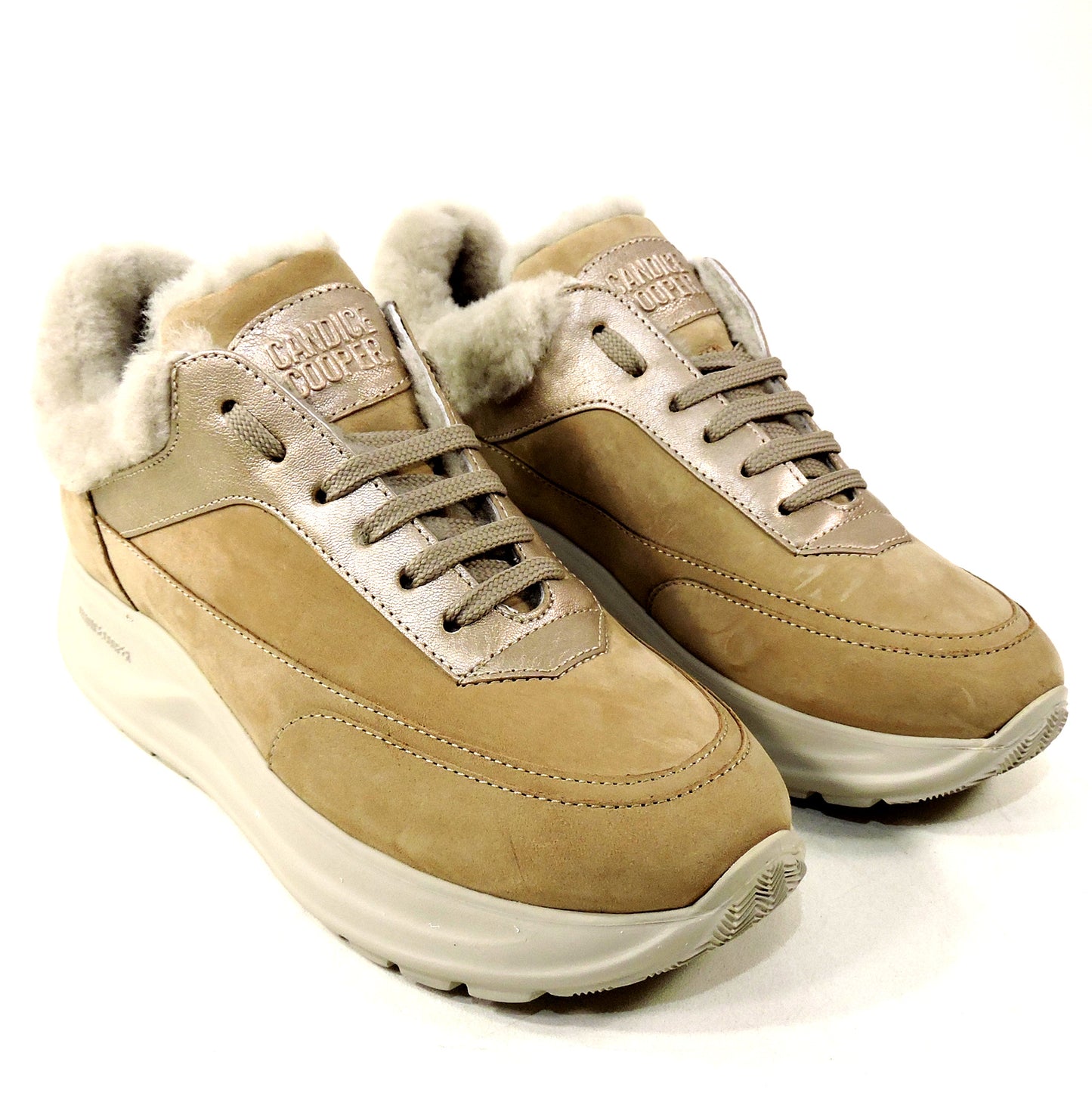 CANDICE COOPER 🇮🇹 WOMEN'S BROWN NUBUCK NAPPA LEATHER WINTER FASHION SNEAKERS
