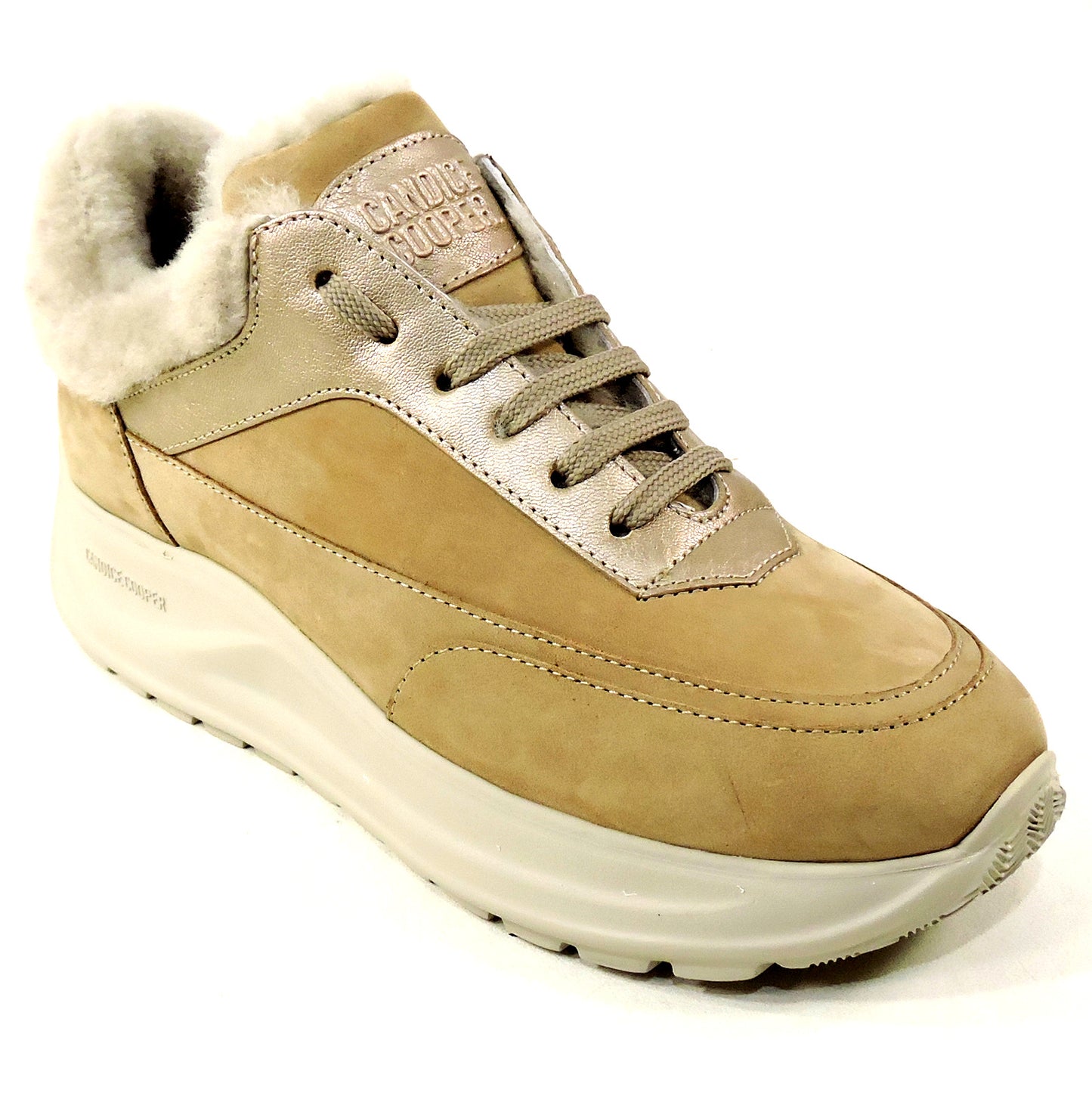 CANDICE COOPER 🇮🇹 WOMEN'S BROWN NUBUCK NAPPA LEATHER WINTER FASHION SNEAKERS