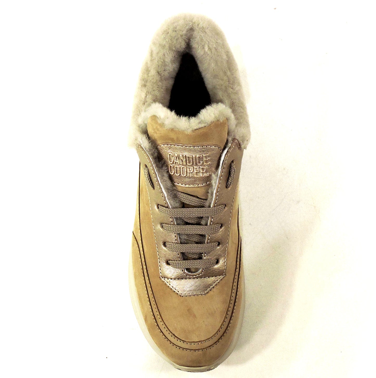 CANDICE COOPER 🇮🇹 WOMEN'S BROWN NUBUCK NAPPA LEATHER WINTER FASHION SNEAKERS
