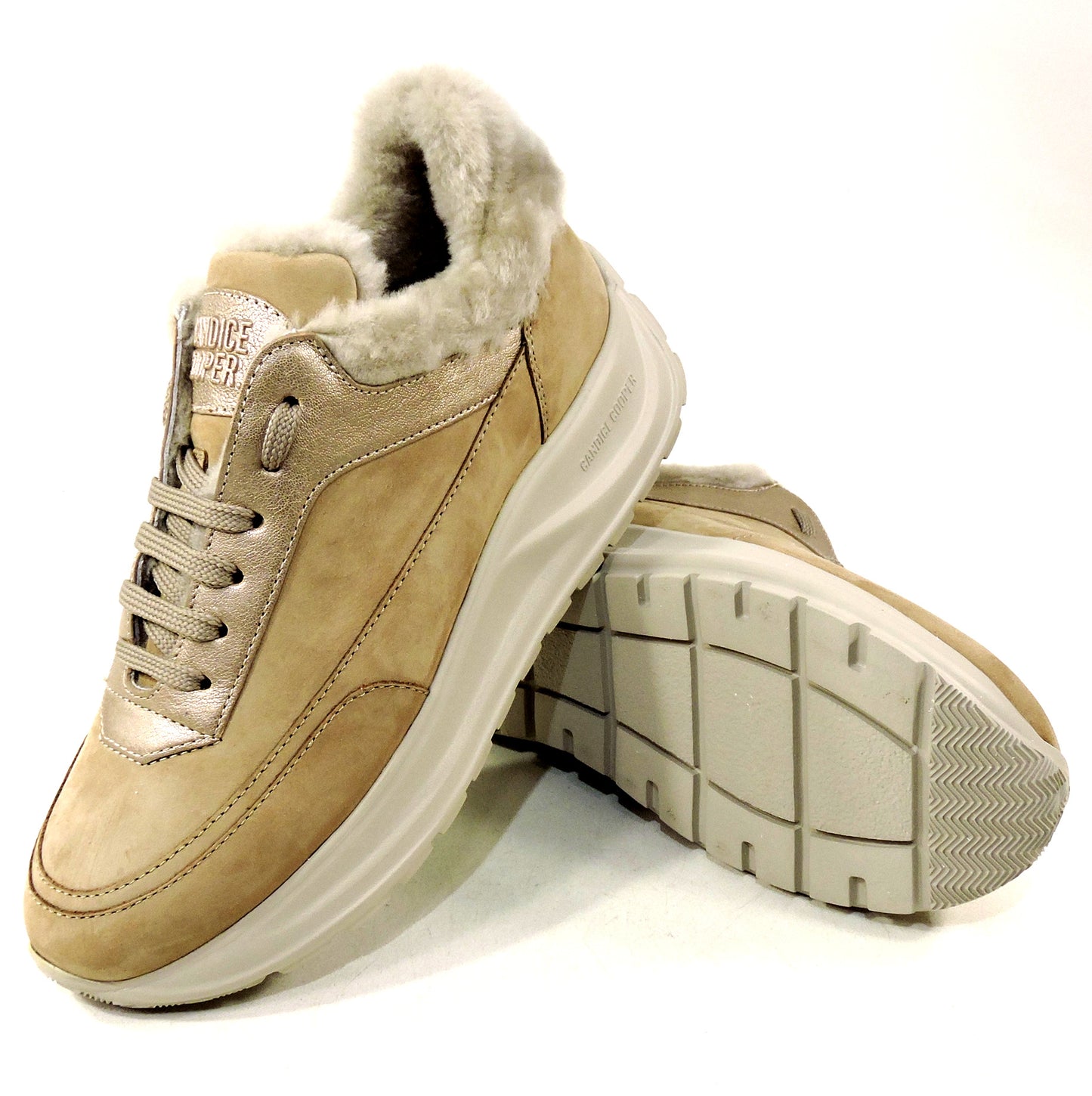 CANDICE COOPER 🇮🇹 WOMEN'S BROWN NUBUCK NAPPA LEATHER WINTER FASHION SNEAKERS