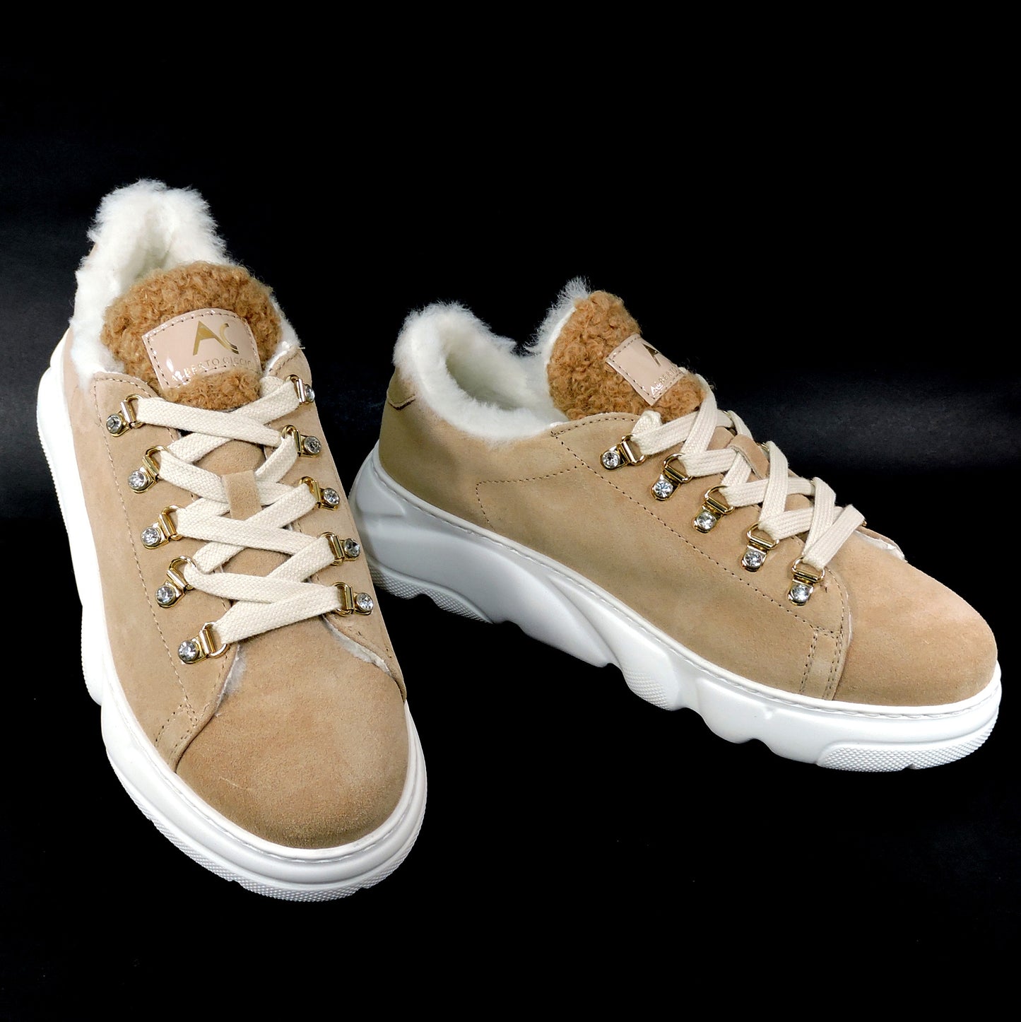 ALBERTO CICCIOLI 🇮🇹 WOMEN'S BROWN SUEDE WINTER FASHION SNEAKERS