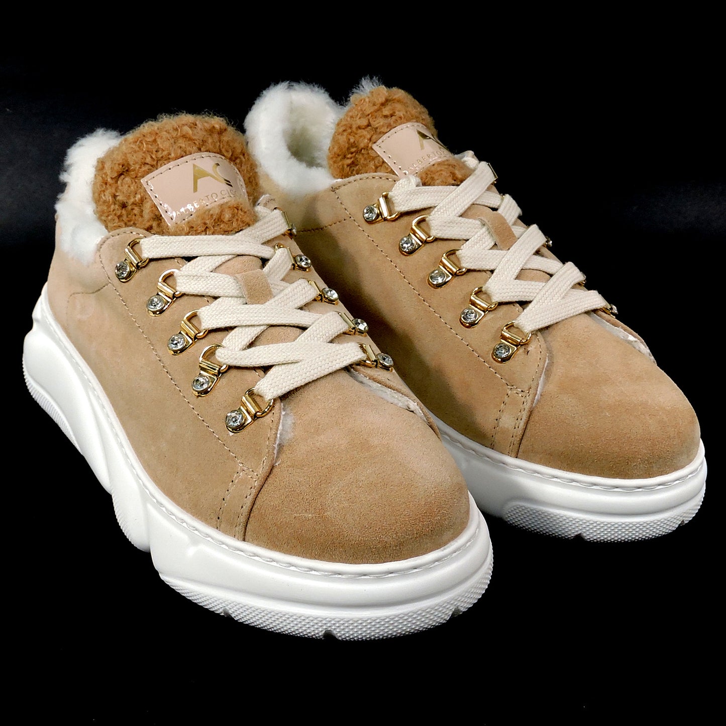 ALBERTO CICCIOLI 🇮🇹 WOMEN'S BROWN SUEDE WINTER FASHION SNEAKERS