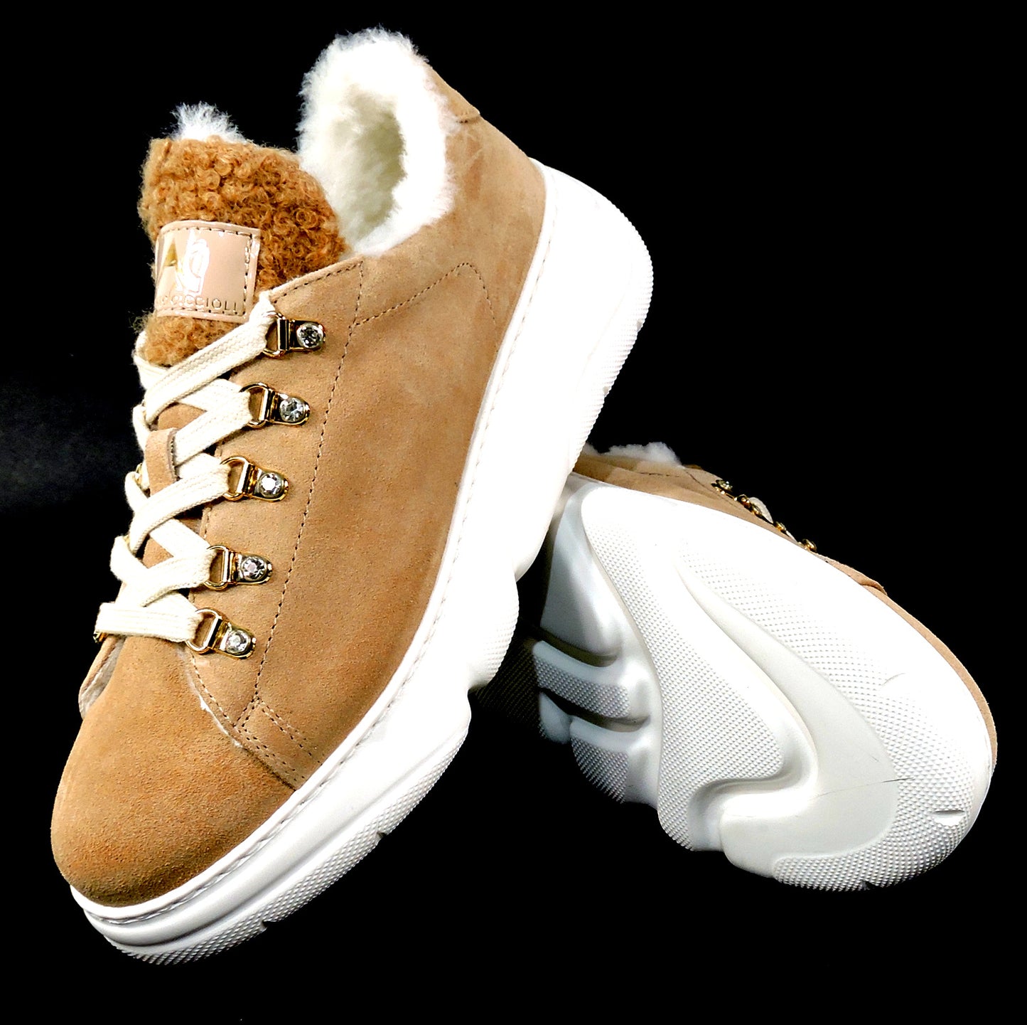 ALBERTO CICCIOLI 🇮🇹 WOMEN'S BROWN SUEDE WINTER FASHION SNEAKERS