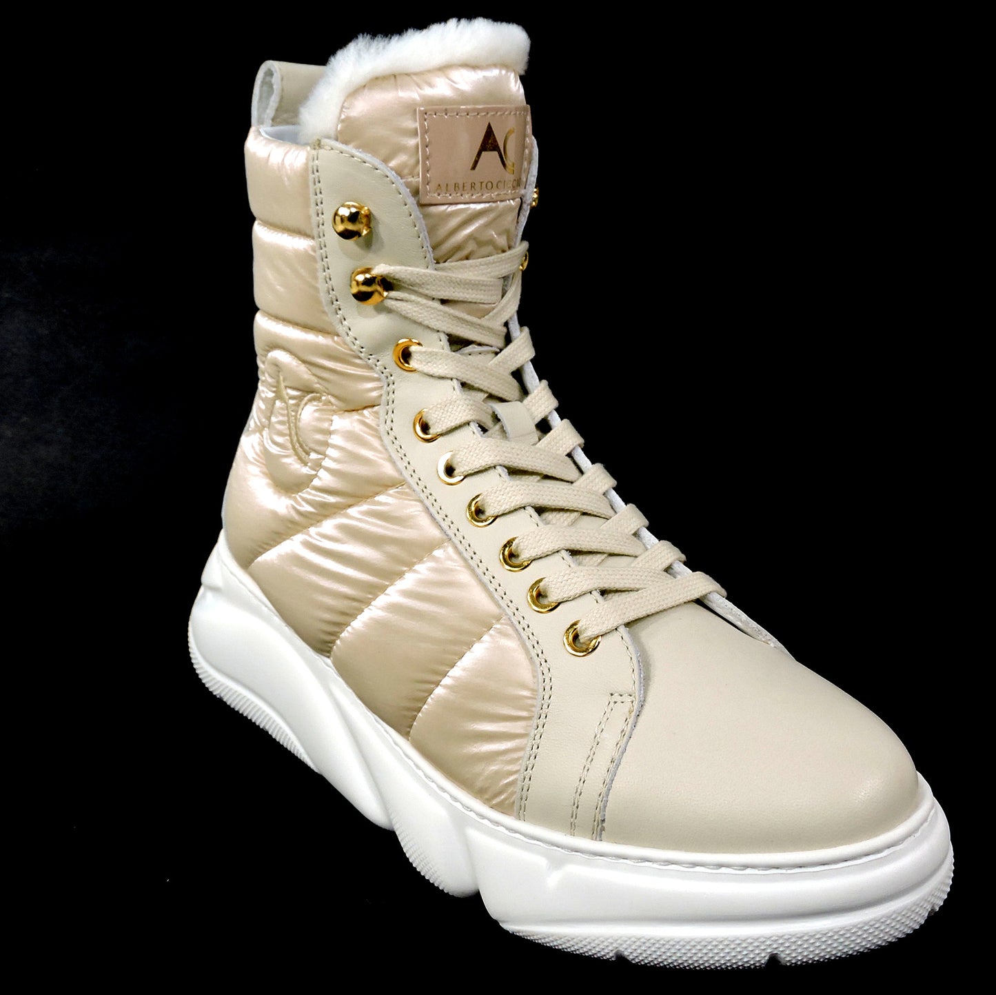 ALBERTO CICCIOLI 🇮🇹 WOMEN'S OFF WHITE LEATHER WINTER FASHION ANKLE BOOTS