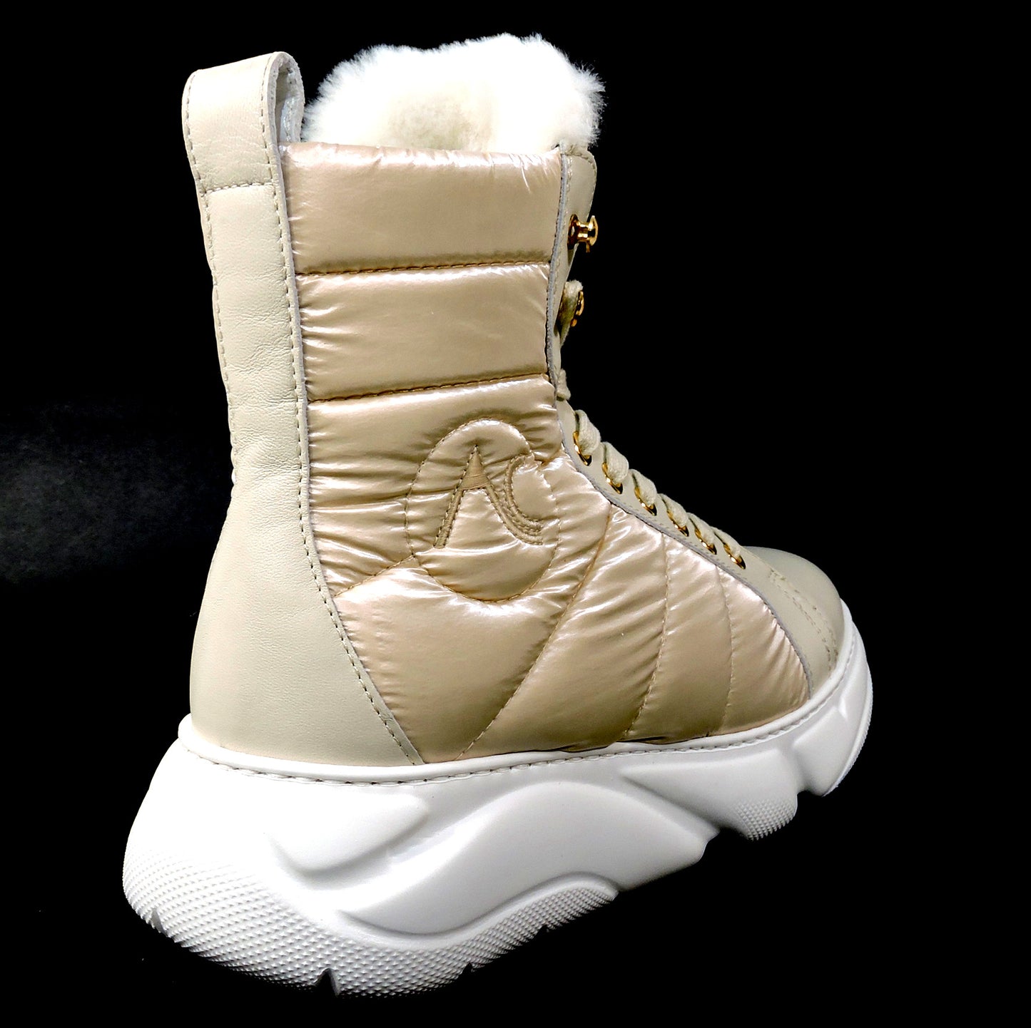 ALBERTO CICCIOLI 🇮🇹 WOMEN'S OFF WHITE LEATHER WINTER FASHION ANKLE BOOTS