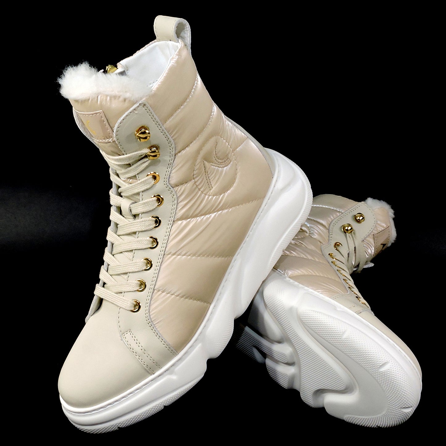ALBERTO CICCIOLI 🇮🇹 WOMEN'S OFF WHITE LEATHER WINTER FASHION ANKLE BOOTS