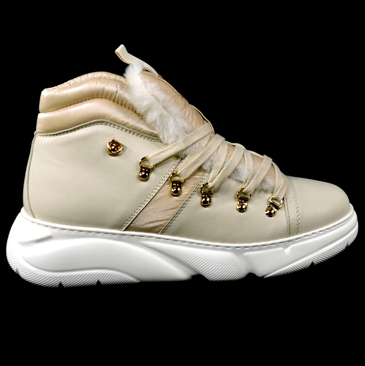 ALBERTO CICCIOLI 🇮🇹 WOMEN'S SOFT OFF WHITE LEATHER WINTER FASHION SNEAKERS