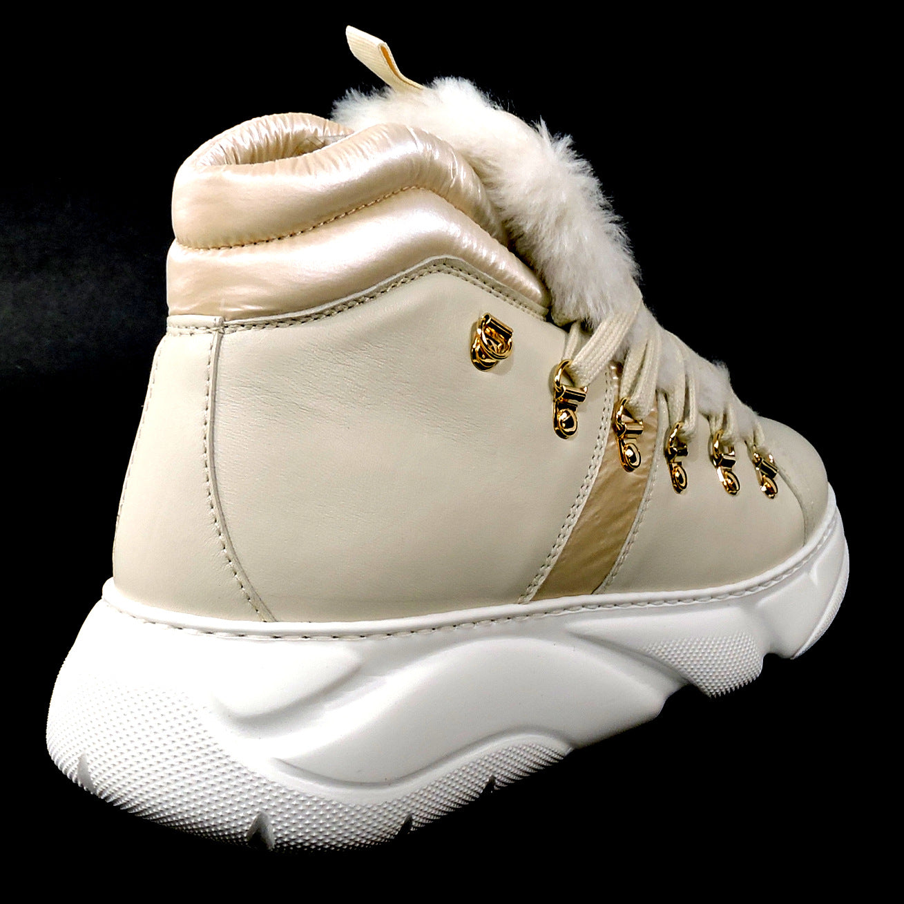 ALBERTO CICCIOLI 🇮🇹 WOMEN'S SOFT OFF WHITE LEATHER WINTER FASHION SNEAKERS