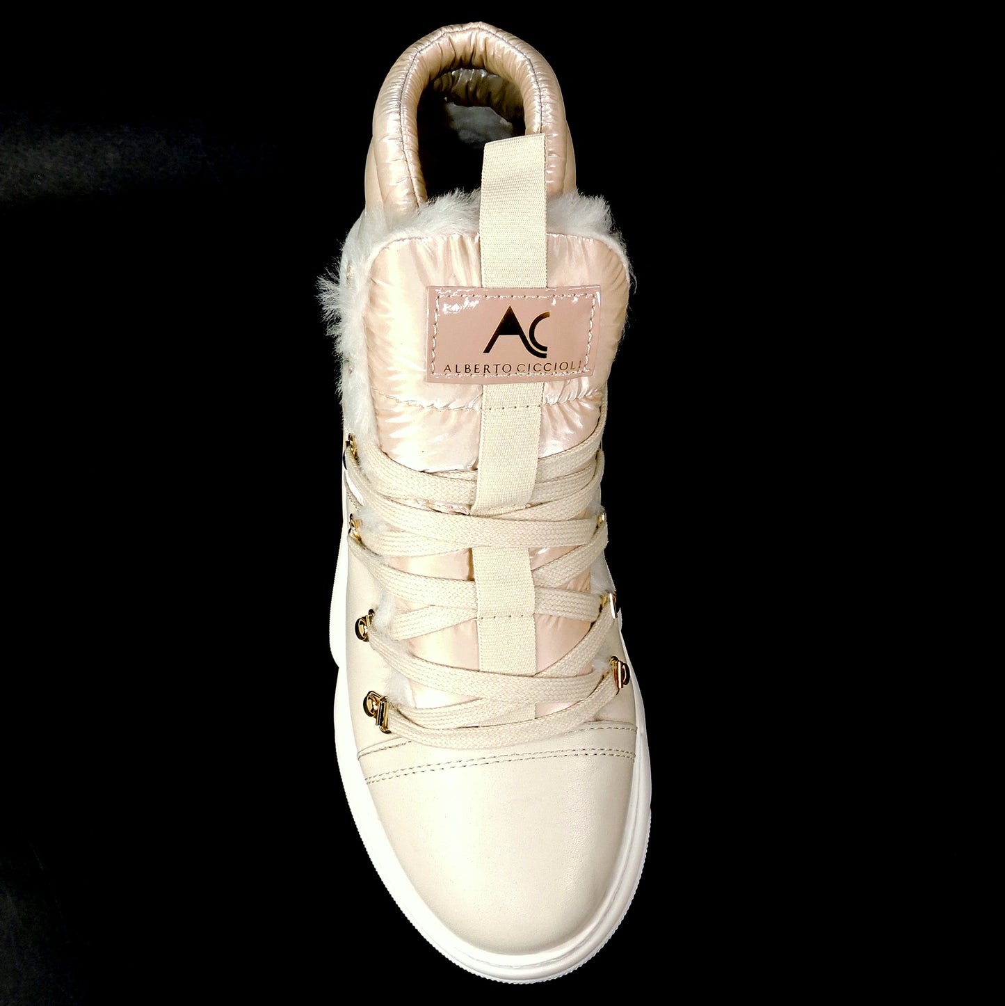 ALBERTO CICCIOLI 🇮🇹 WOMEN'S SOFT OFF WHITE LEATHER WINTER FASHION SNEAKERS