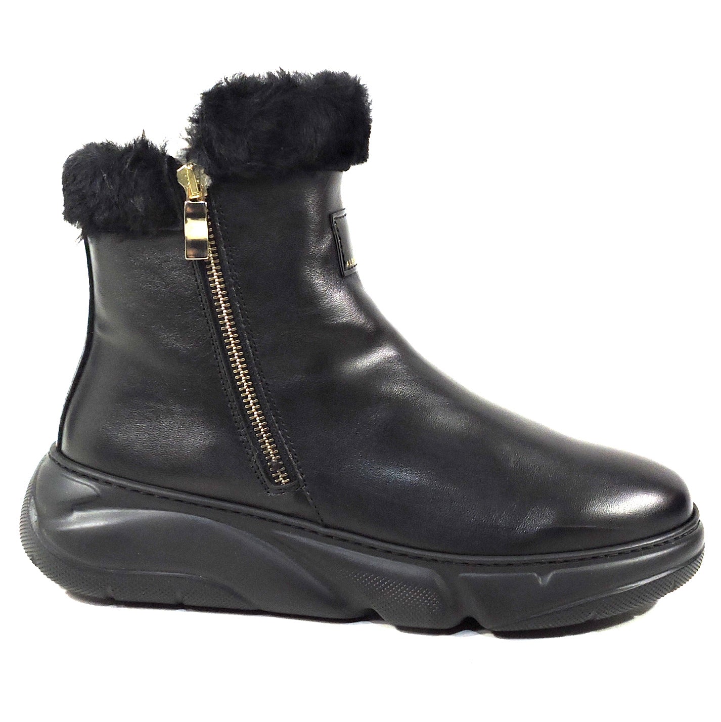 ALBERTO CICCIOLI 🇮🇹 WOMEN'S BLACK SOFT LEATHER WINTER ANKLE BOOTIE