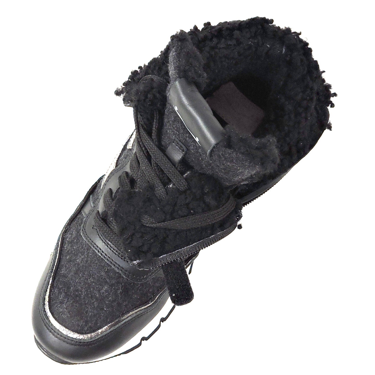 VOILE BLANCHE 🇮🇹 WOMEN'S BLACK LEATHER & WOOL WINTER FASHION SNEAKERS