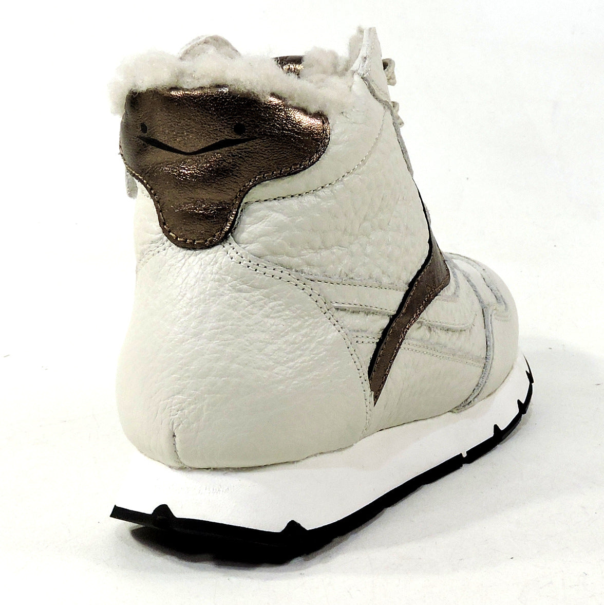 VOILE BLANCHE 🇮🇹 WOMEN'S BEIGE LEATHER & WOOL WINTER FASHION SNEAKERS