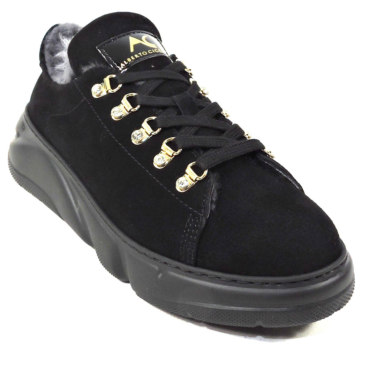 ALBERTO CICCIOLI 🇮🇹 WOMEN'S BLACK SUEDE WINTER COMFORT FASHION SNEAKERS