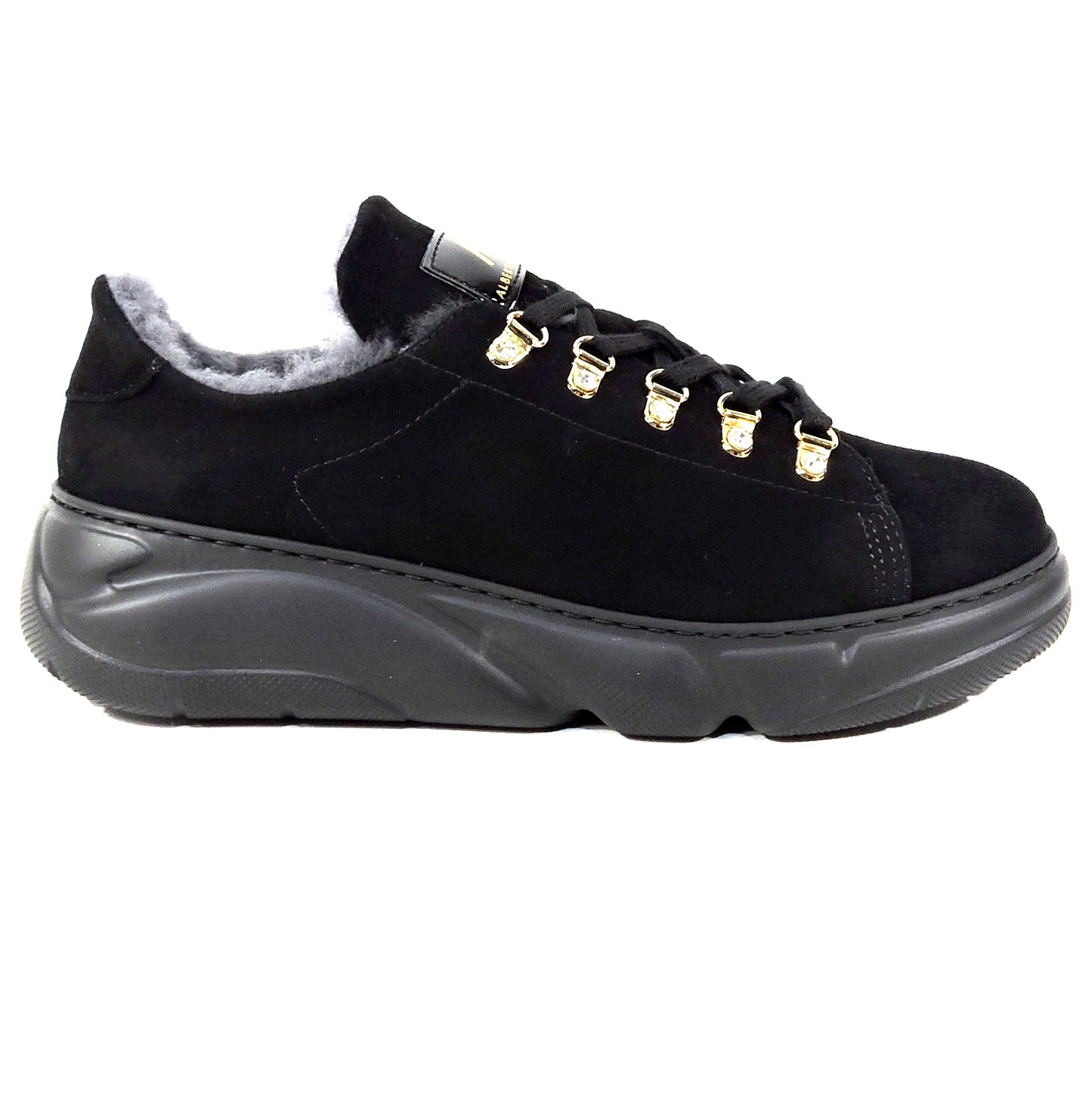 ALBERTO CICCIOLI 🇮🇹 WOMEN'S BLACK SUEDE WINTER COMFORT FASHION SNEAKERS