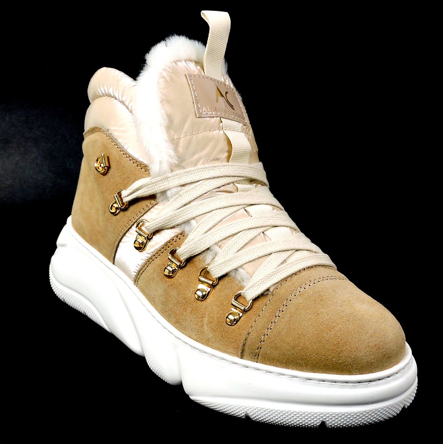 ALBERTO CICCIOLI 🇮🇹 WOMEN'S BROWN SUEDE WINTER FLAT FASHION SNEAKERS