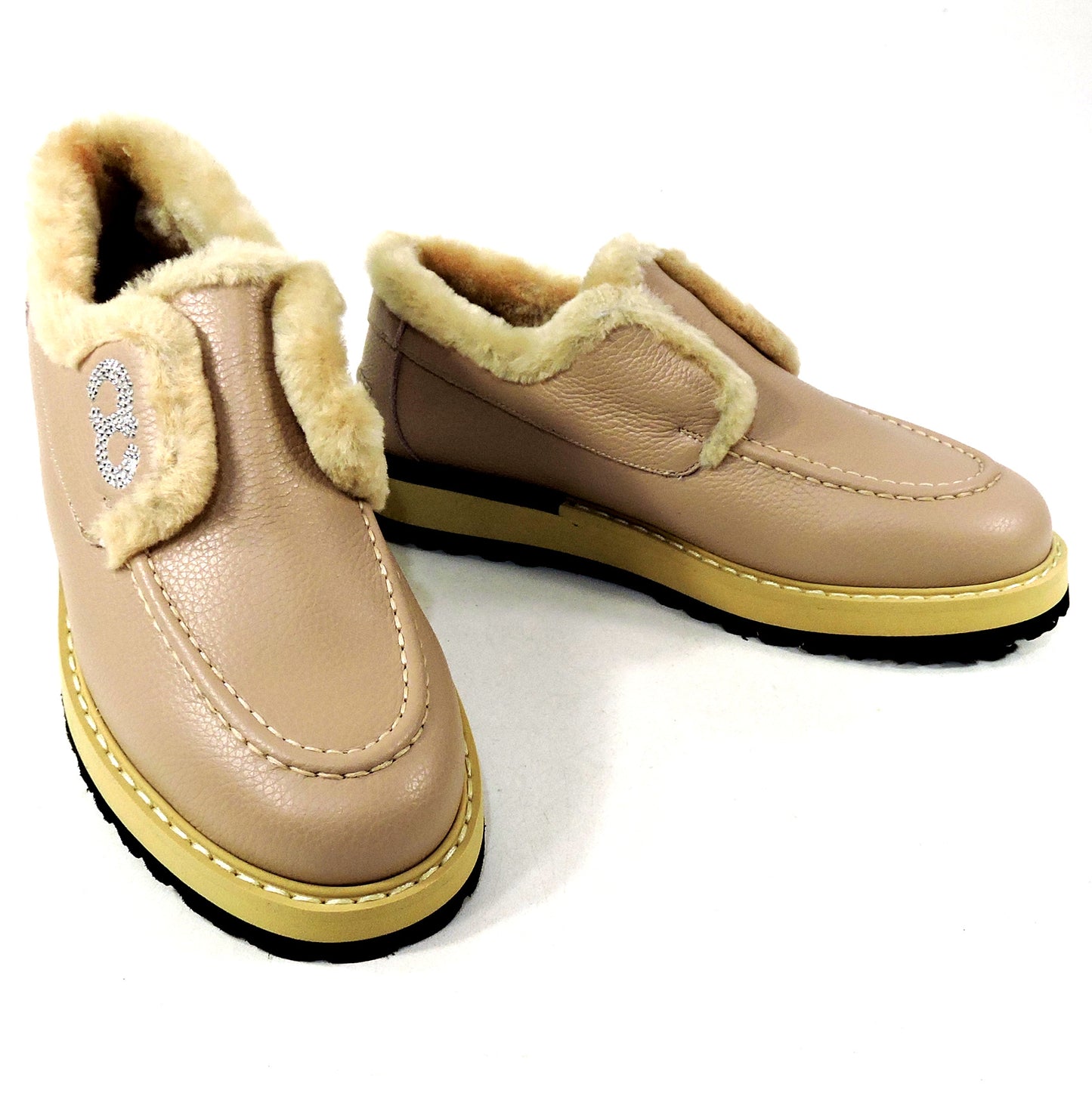 CASADEI ๐ฎ๐น WOMEN'S BEIGE SOFT LEATHER COMFORT WINTER LOAFERS