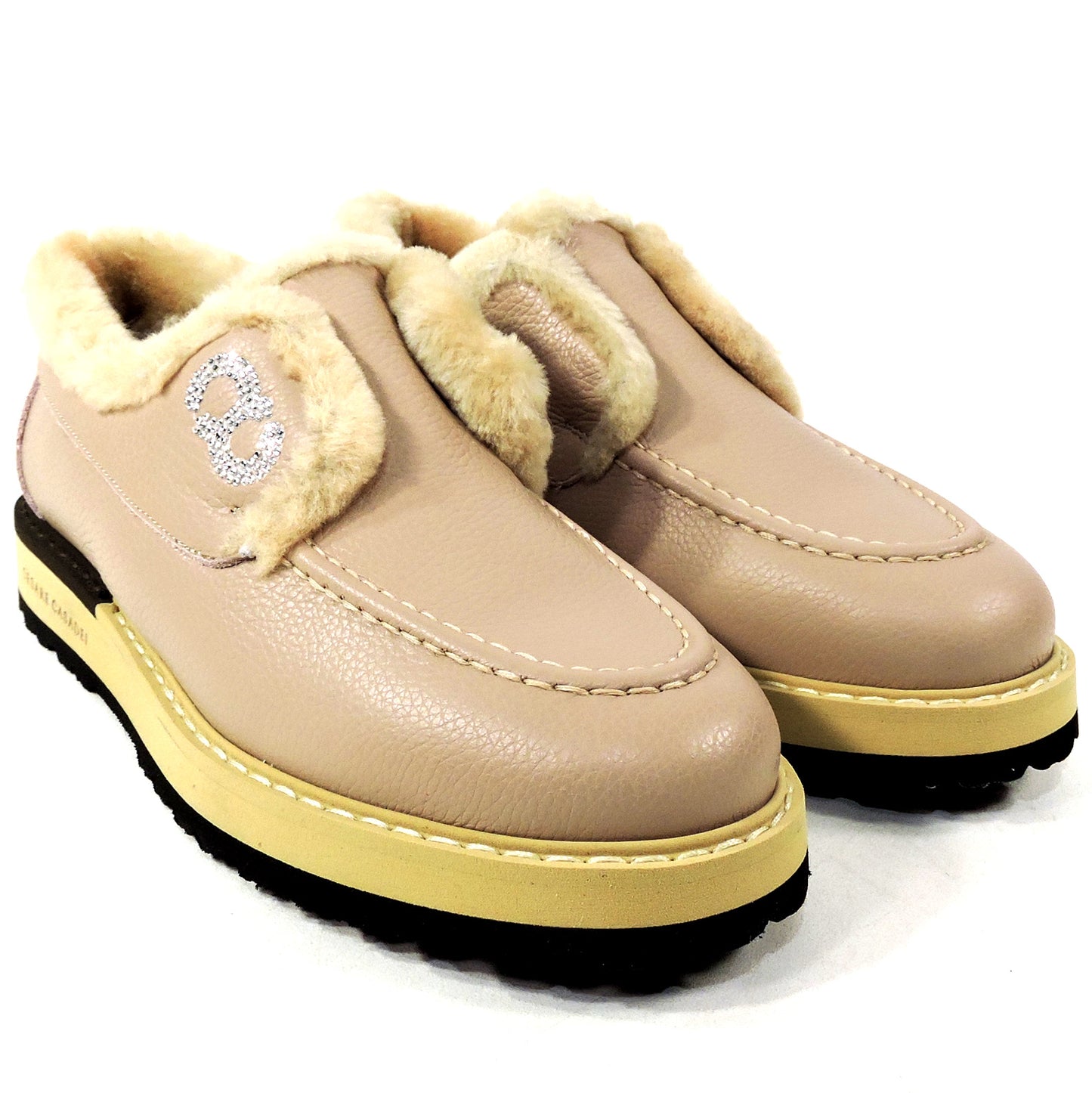 CASADEI ๐ฎ๐น WOMEN'S BEIGE SOFT LEATHER COMFORT WINTER LOAFERS