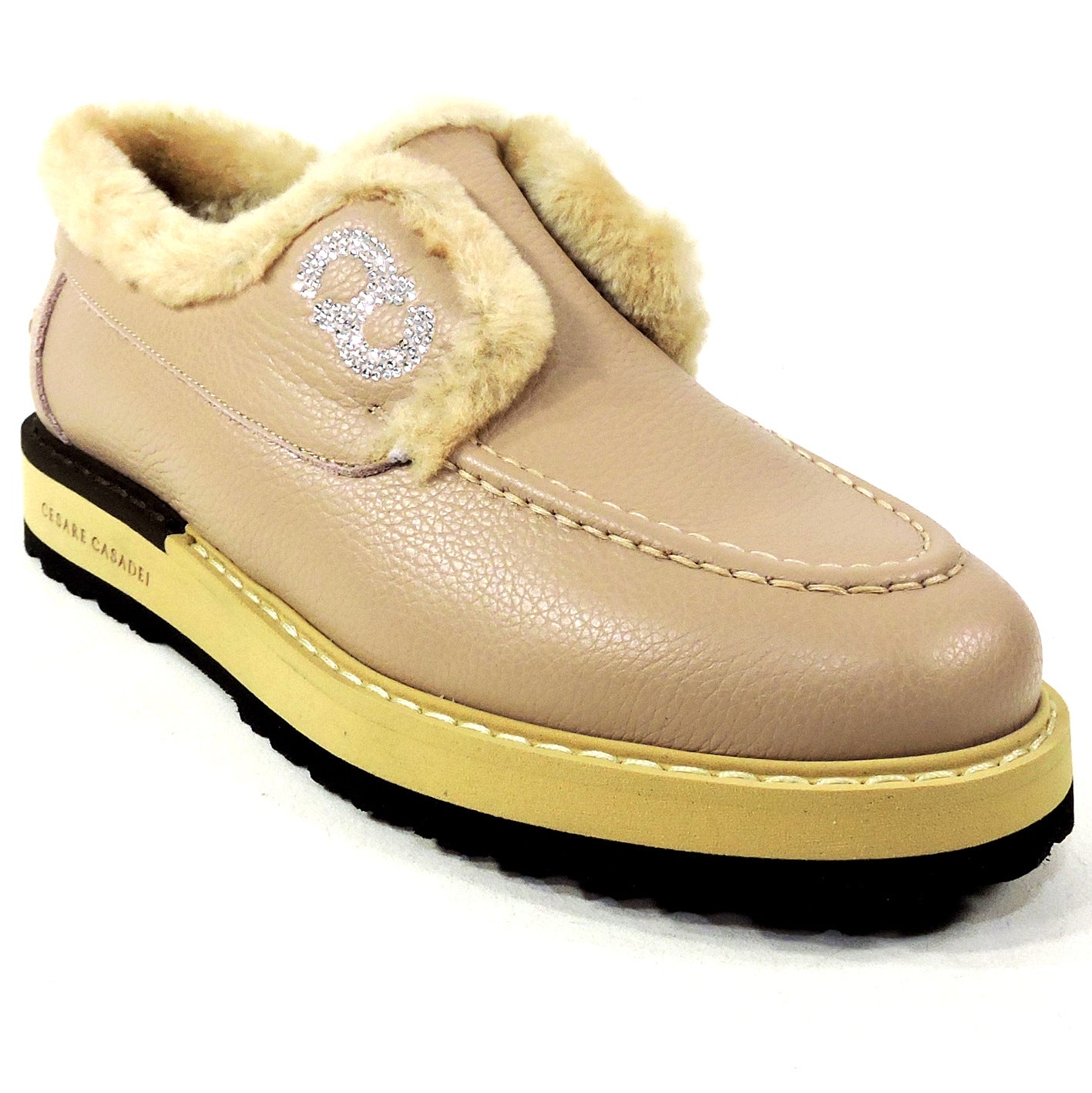 CASADEI ๐ฎ๐น WOMEN'S BEIGE SOFT LEATHER COMFORT WINTER LOAFERS