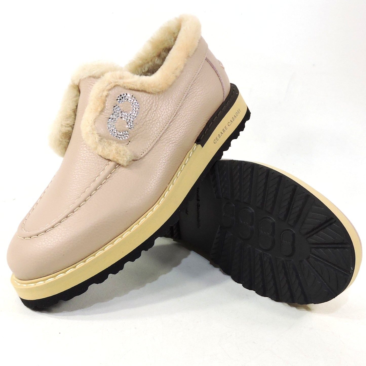 CASADEI ๐ฎ๐น WOMEN'S BEIGE SOFT LEATHER COMFORT WINTER LOAFERS