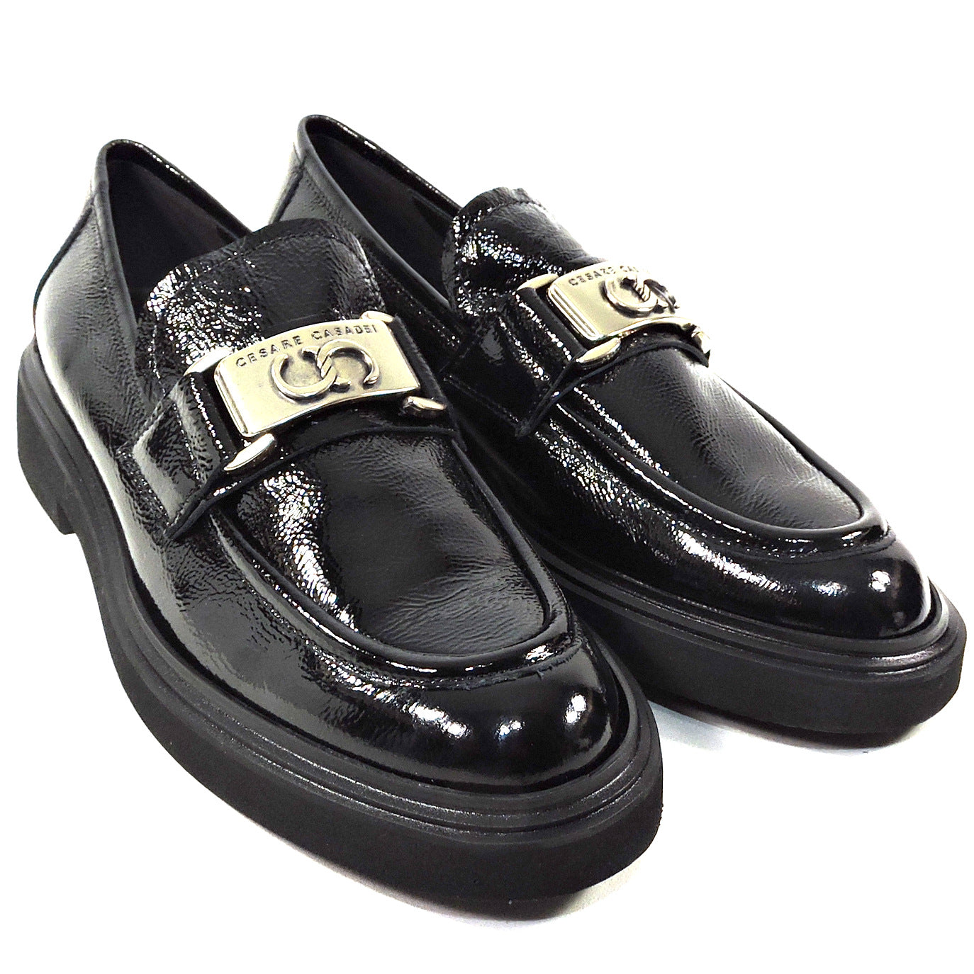 CASADEI 🇮🇹 WOMEN'S BLACK SOFT PATENT LEATHER COMFORT LOAFERS