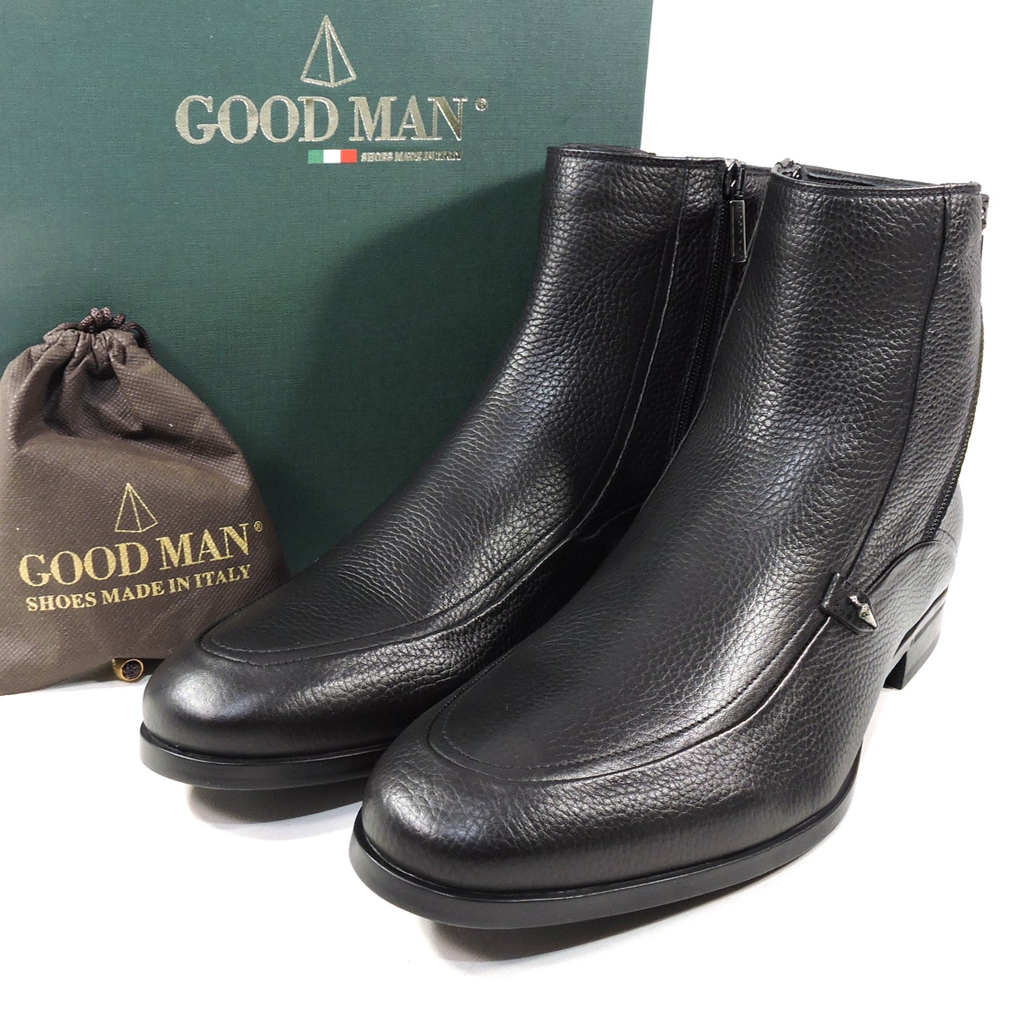 GOODMAN 🇮🇹 MEN'S BLACK SOFT LEATHER COMFORT WINTER ANKLE BOOTS