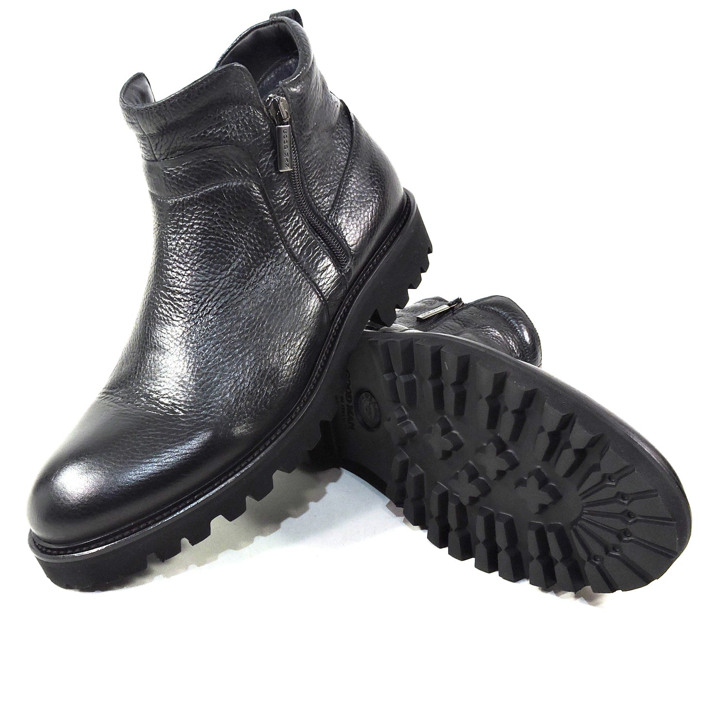 GOODMAN 🇮🇹 MEN'S BLACK SOFT LEATHER COMFORT WINTER ANKLE BOOTS