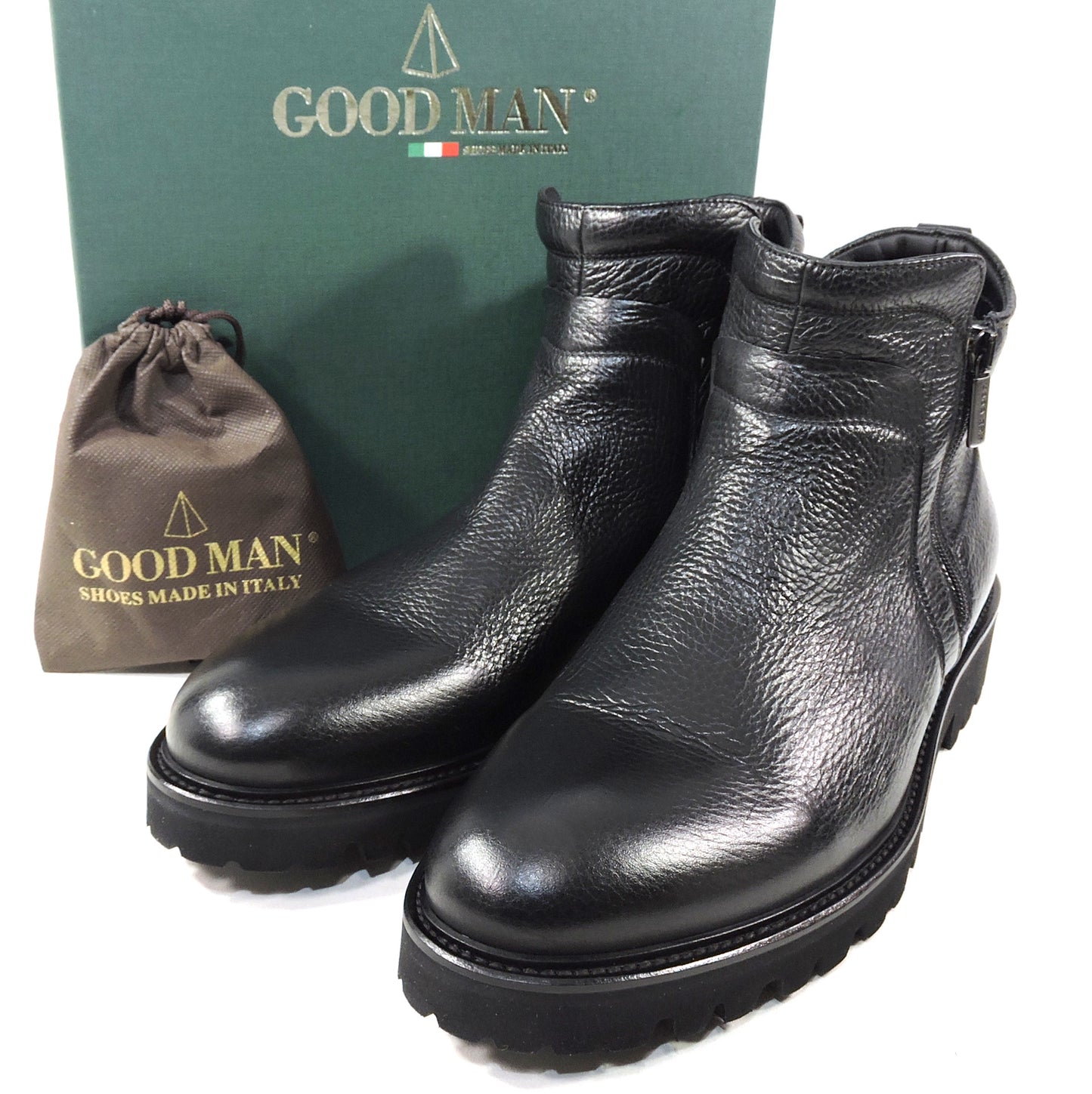 GOODMAN 🇮🇹 MEN'S BLACK SOFT LEATHER COMFORT WINTER ANKLE BOOTS