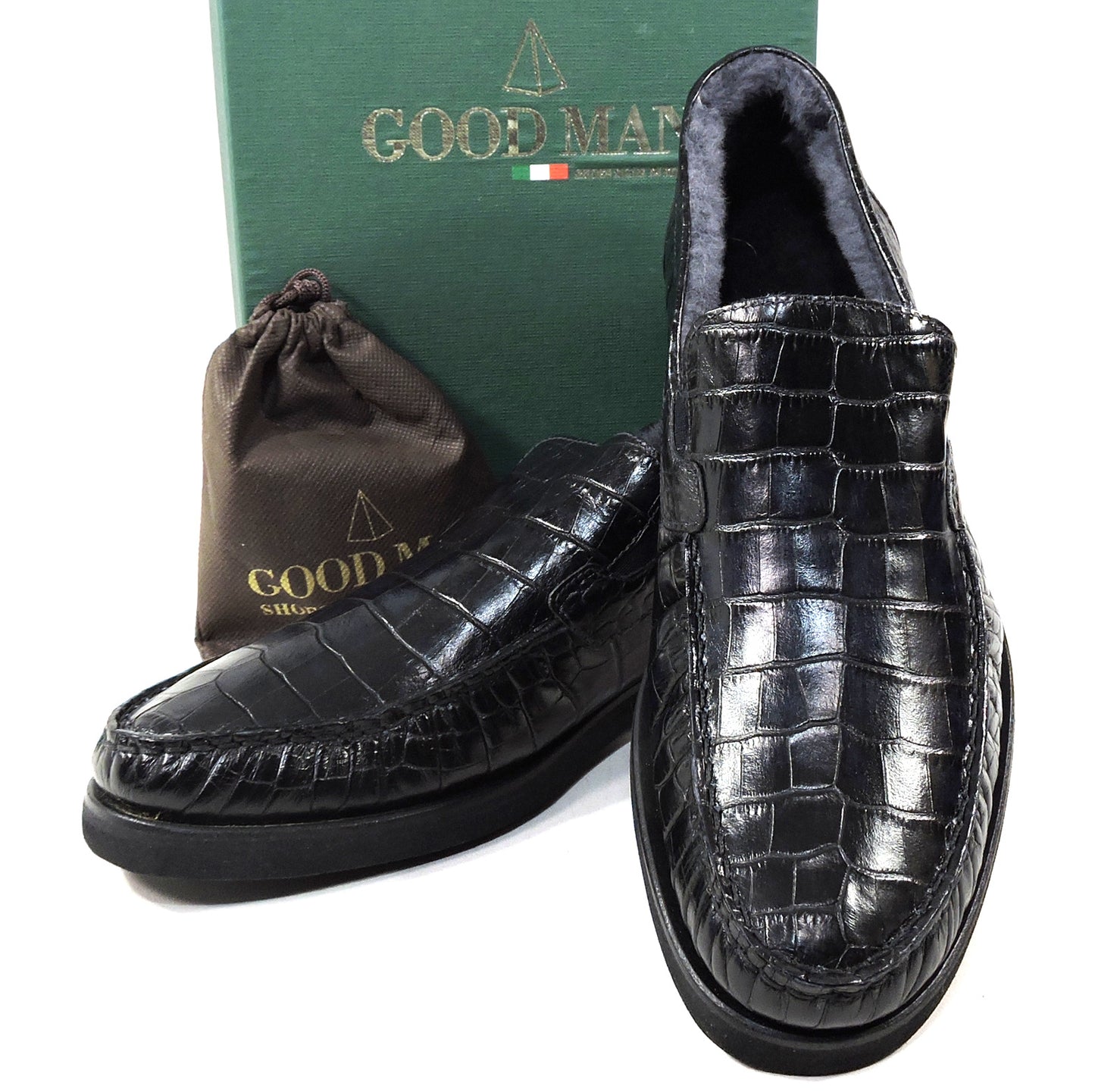 GoodMan 🇮🇹 MEN'S BLACK SOFT LEATHER COMFORT WINTER LOAFERS