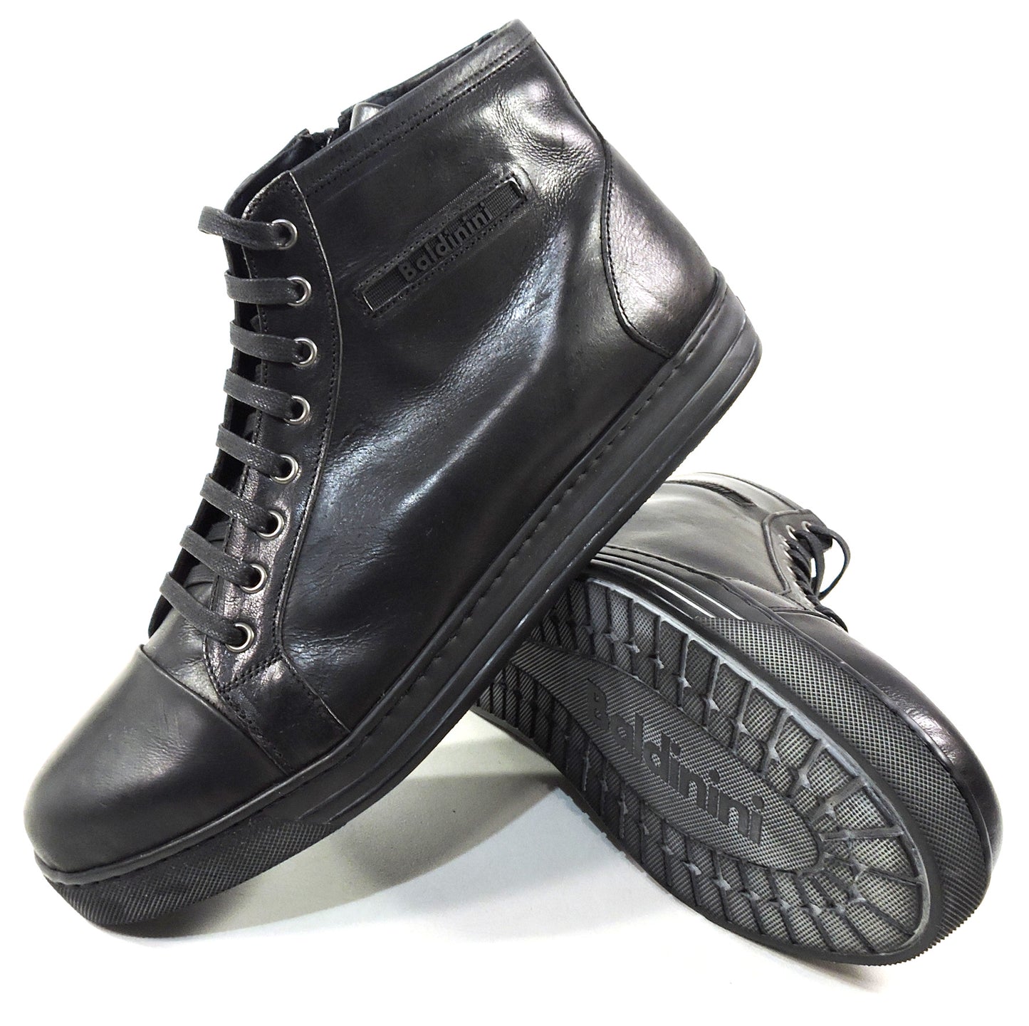 BALDININI 🇮🇹 MEN'S BLACK LEATHER COMFORT WINTER BOOTS