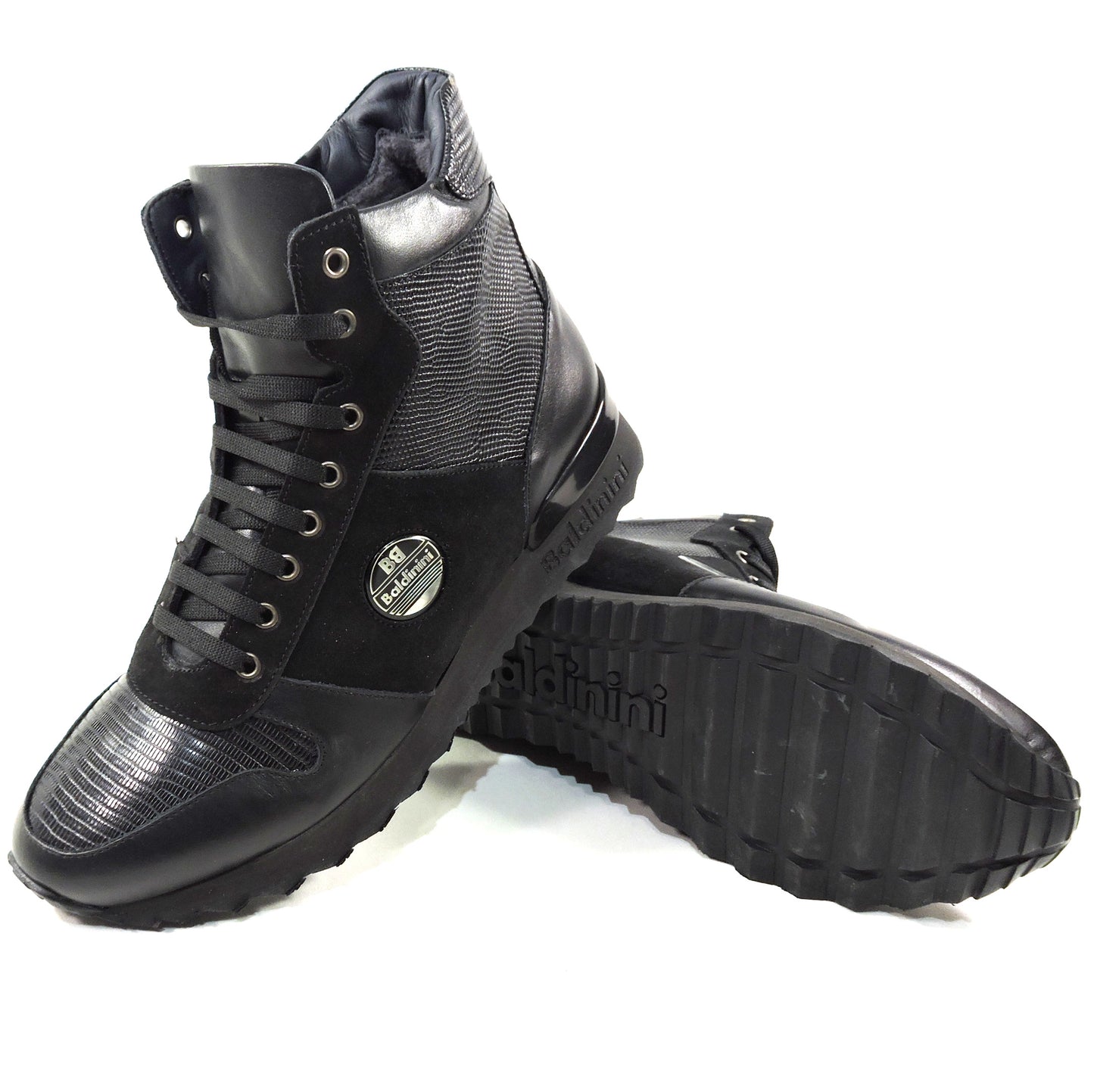 BALDININI 🇮🇹 MEN'S BLACK LEATHER COMFORT WINTER ANKLE BOOTIE
