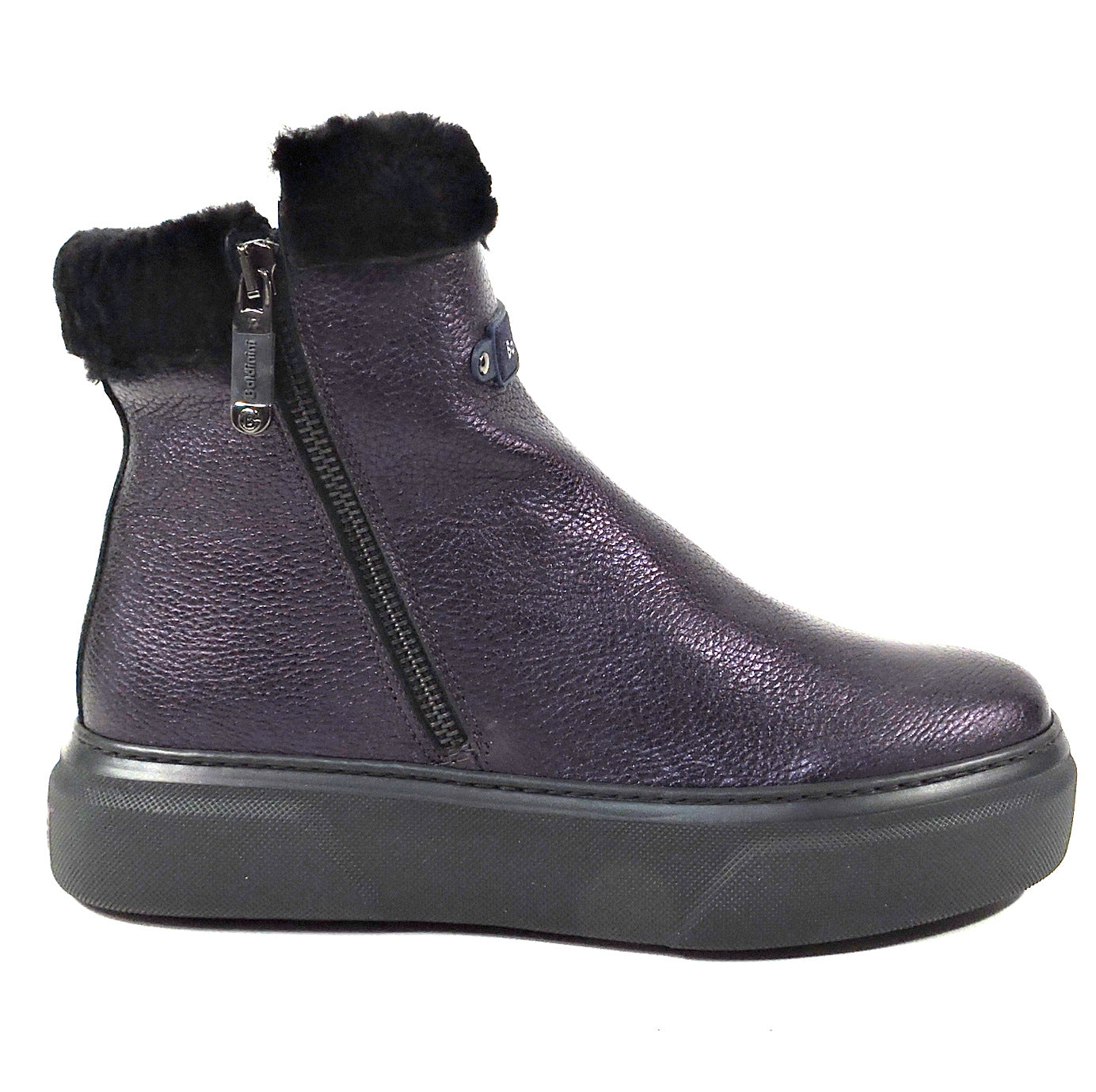 BALDININI 🇮🇹 WOMEN'S PURPLE LEATHER COMFORT WINTER ANKLE BOOTIE