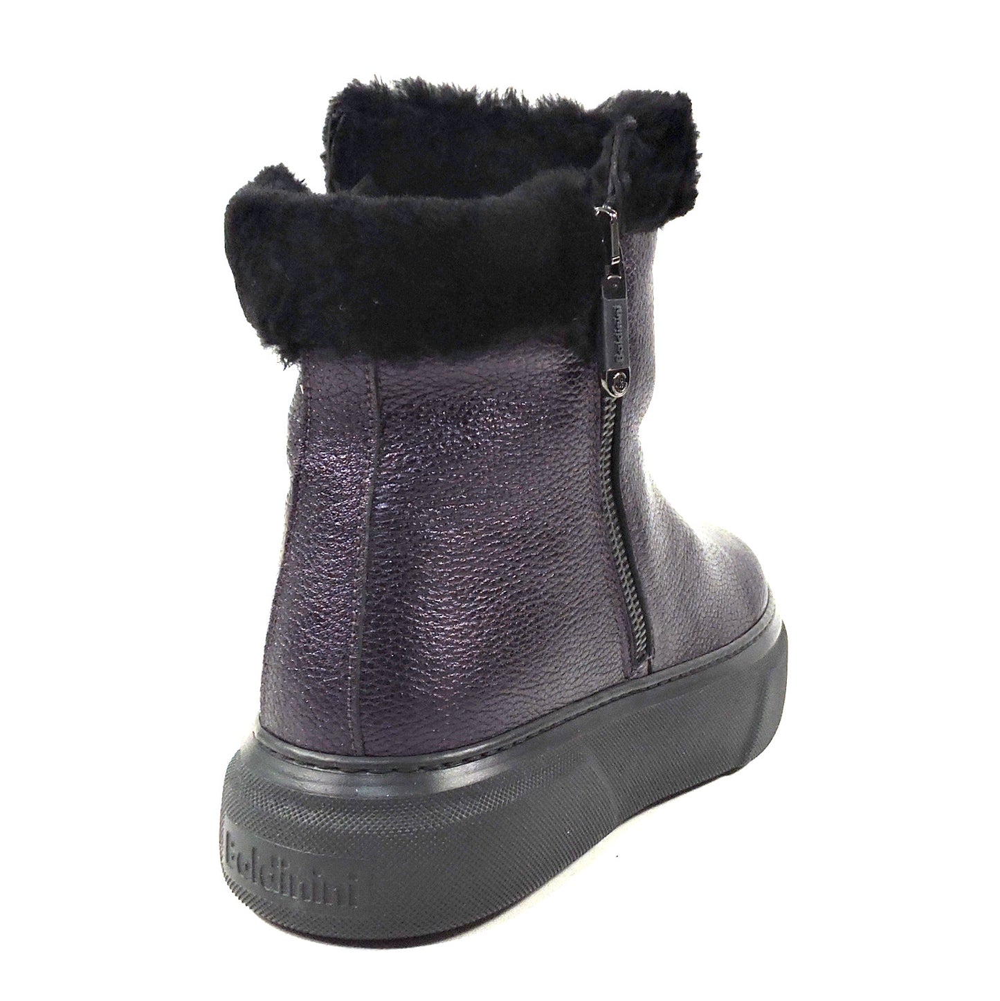 BALDININI 🇮🇹 WOMEN'S PURPLE LEATHER COMFORT WINTER ANKLE BOOTIE