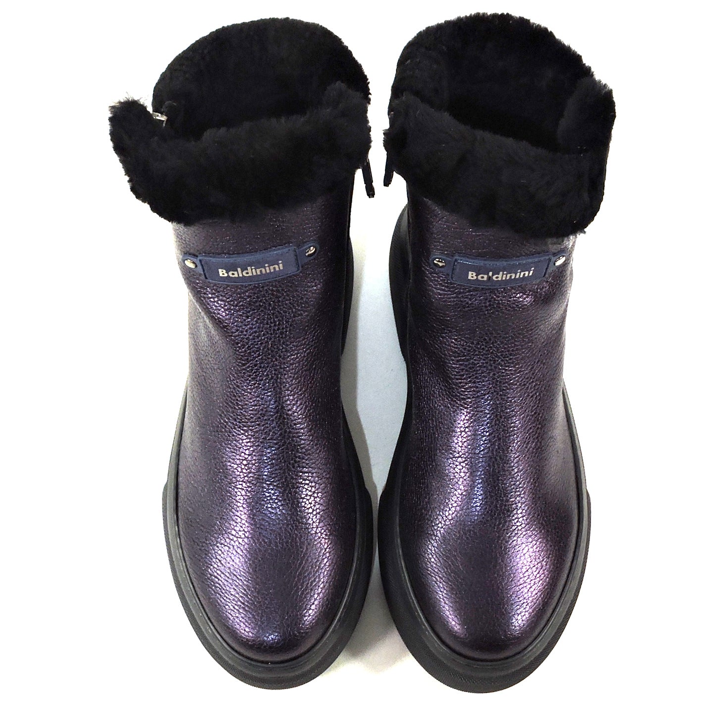 BALDININI 🇮🇹 WOMEN'S PURPLE LEATHER COMFORT WINTER ANKLE BOOTIE