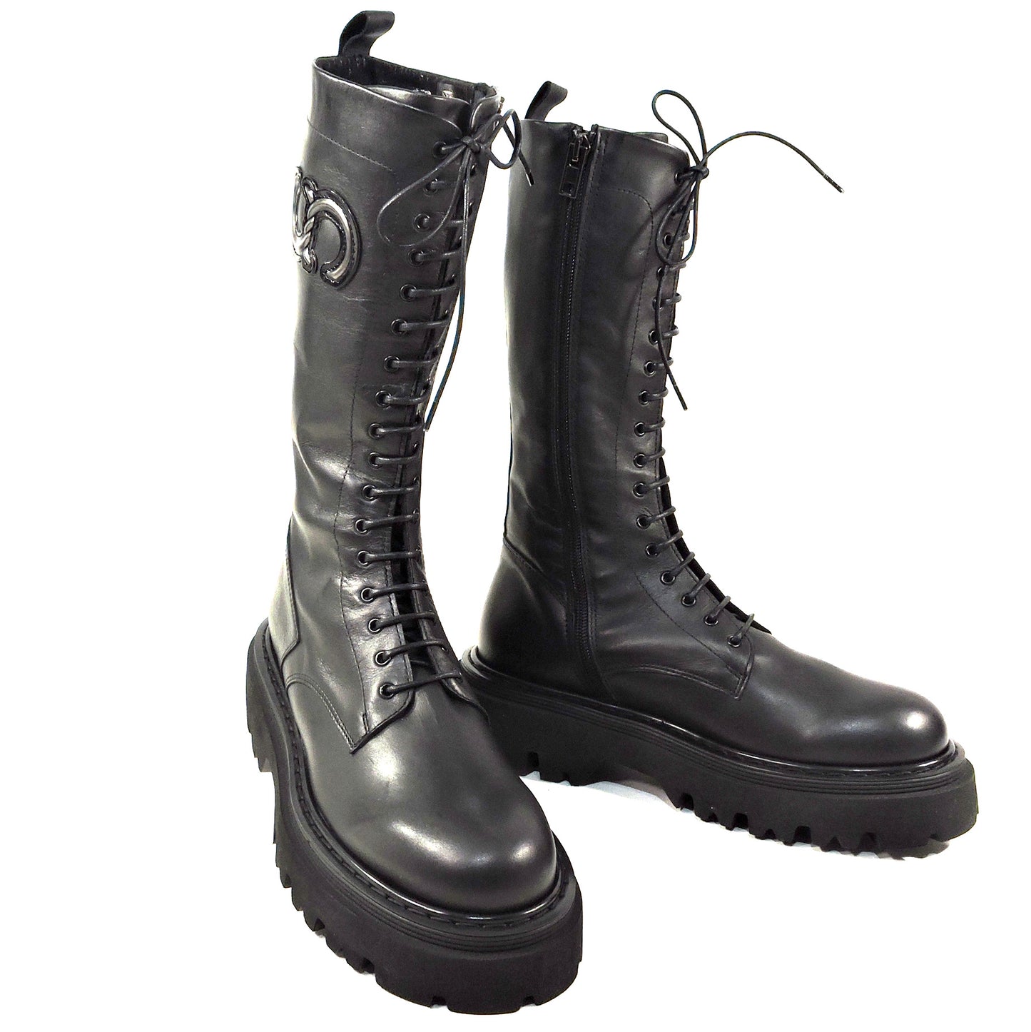 CASADEI 🇮🇹 WOMEN'S BLACK LEATHER COMFORT FASHION BOOTS