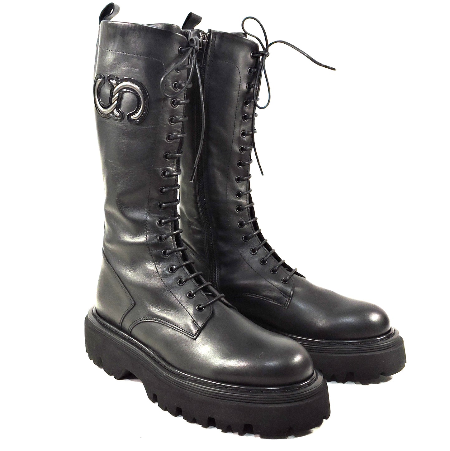 CASADEI 🇮🇹 WOMEN'S BLACK LEATHER COMFORT FASHION BOOTS
