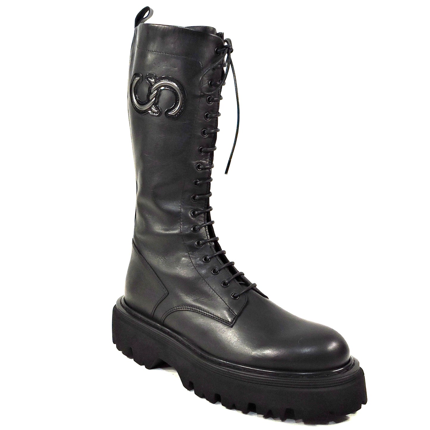 CASADEI 🇮🇹 WOMEN'S BLACK LEATHER COMFORT FASHION BOOTS