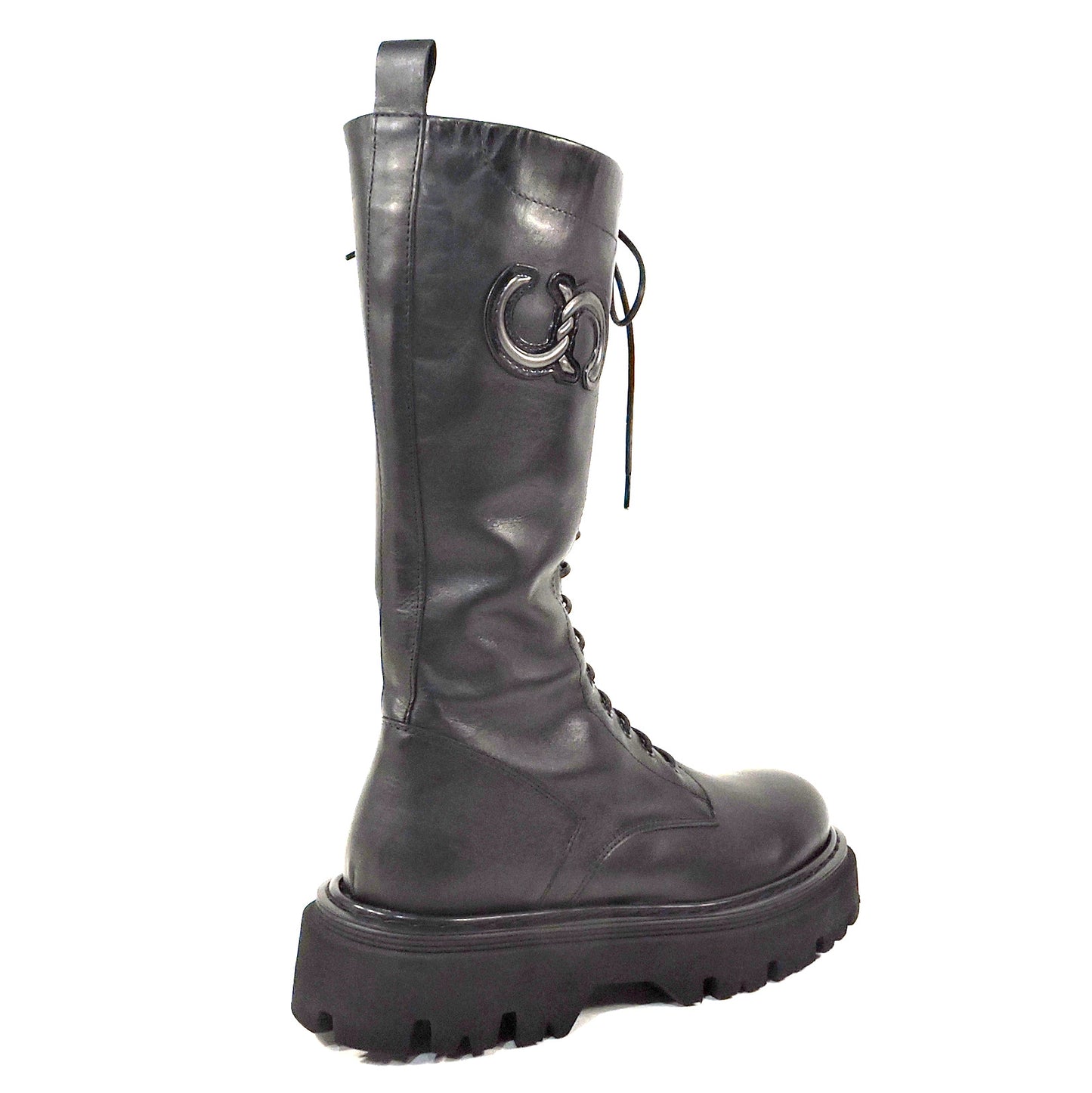 CASADEI 🇮🇹 WOMEN'S BLACK LEATHER COMFORT FASHION BOOTS