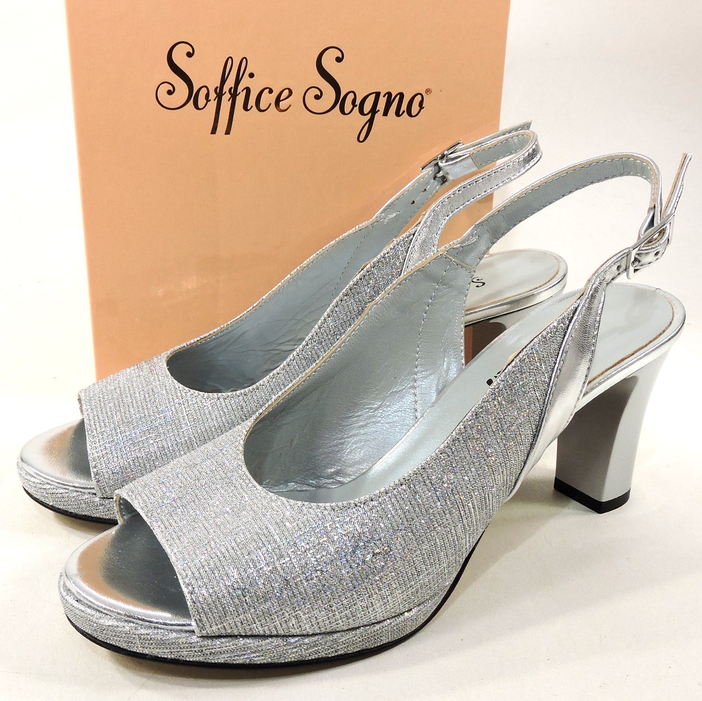 SOFFICE SOGNO 🇮🇹 WOMEN'S SILVER LEATHER COMFORT FASHION SANDALS