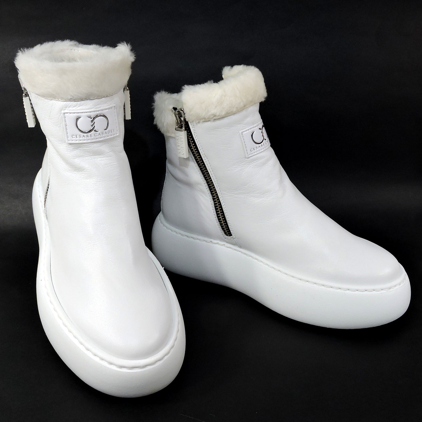 CASADEI š®š¹ WOMEN'S WHITE SOFT LEATHER COMFORT WINTER ANKLE BOOTIE