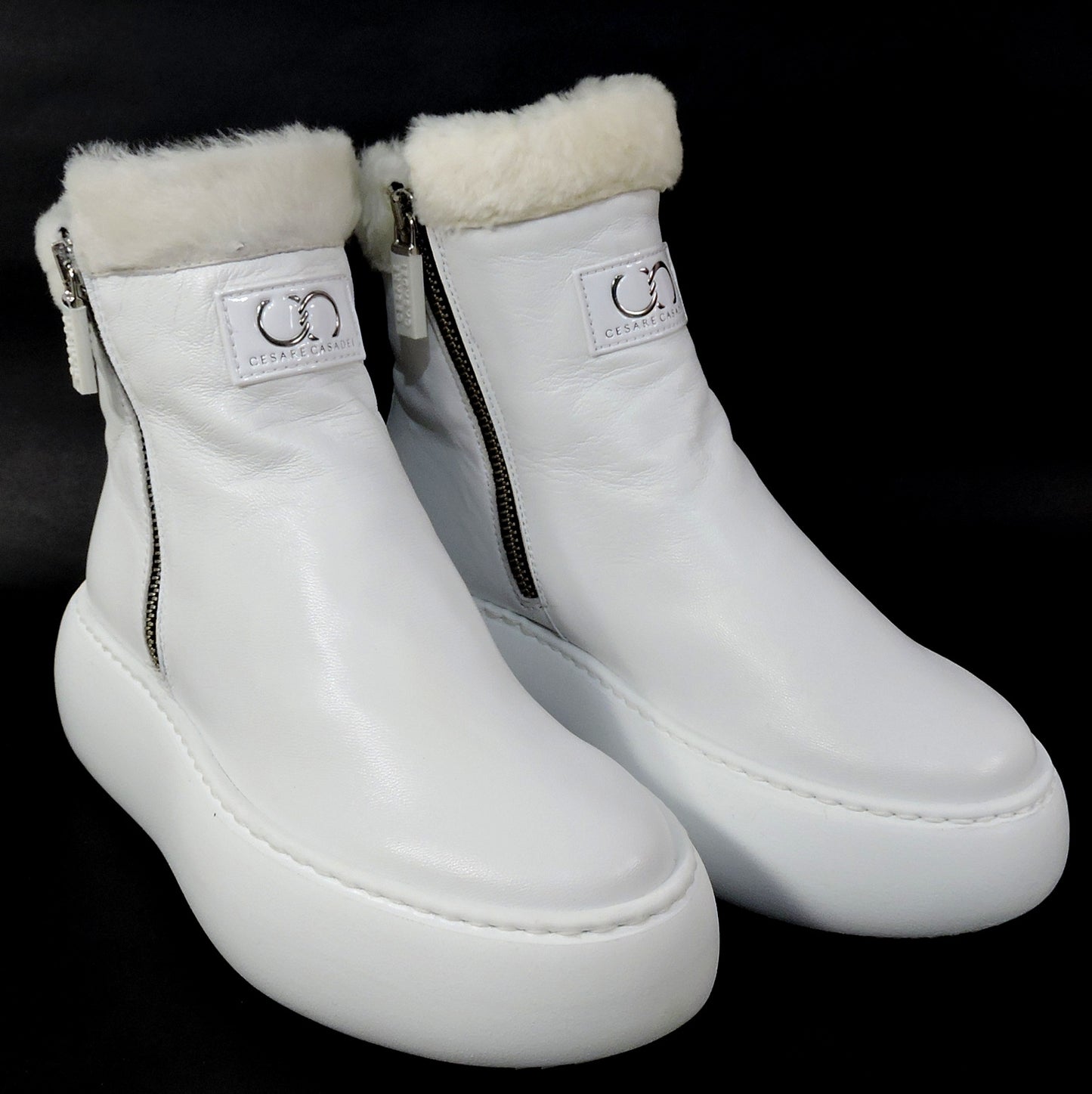 CASADEI š®š¹ WOMEN'S WHITE SOFT LEATHER COMFORT WINTER ANKLE BOOTIE