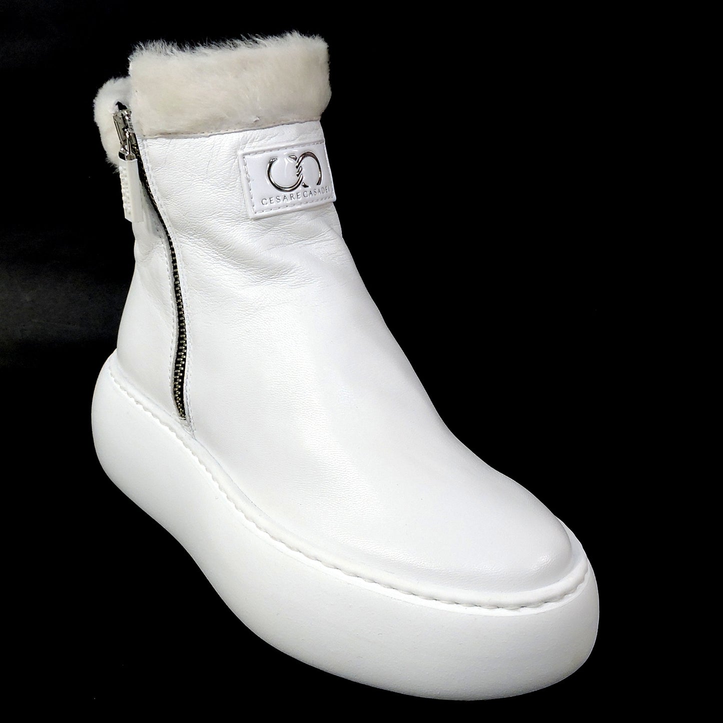 CASADEI š®š¹ WOMEN'S WHITE SOFT LEATHER COMFORT WINTER ANKLE BOOTIE