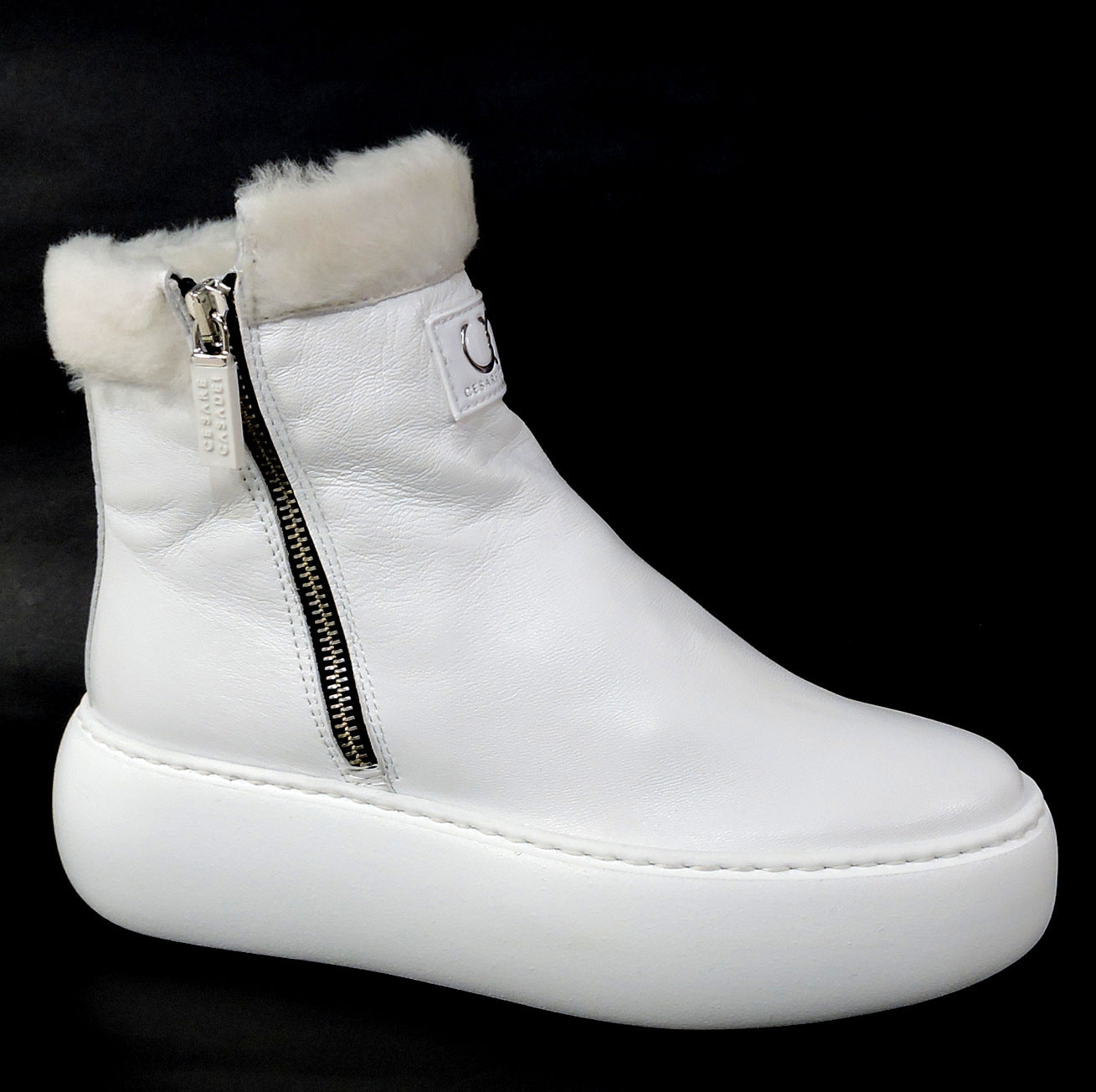 CASADEI š®š¹ WOMEN'S WHITE SOFT LEATHER COMFORT WINTER ANKLE BOOTIE