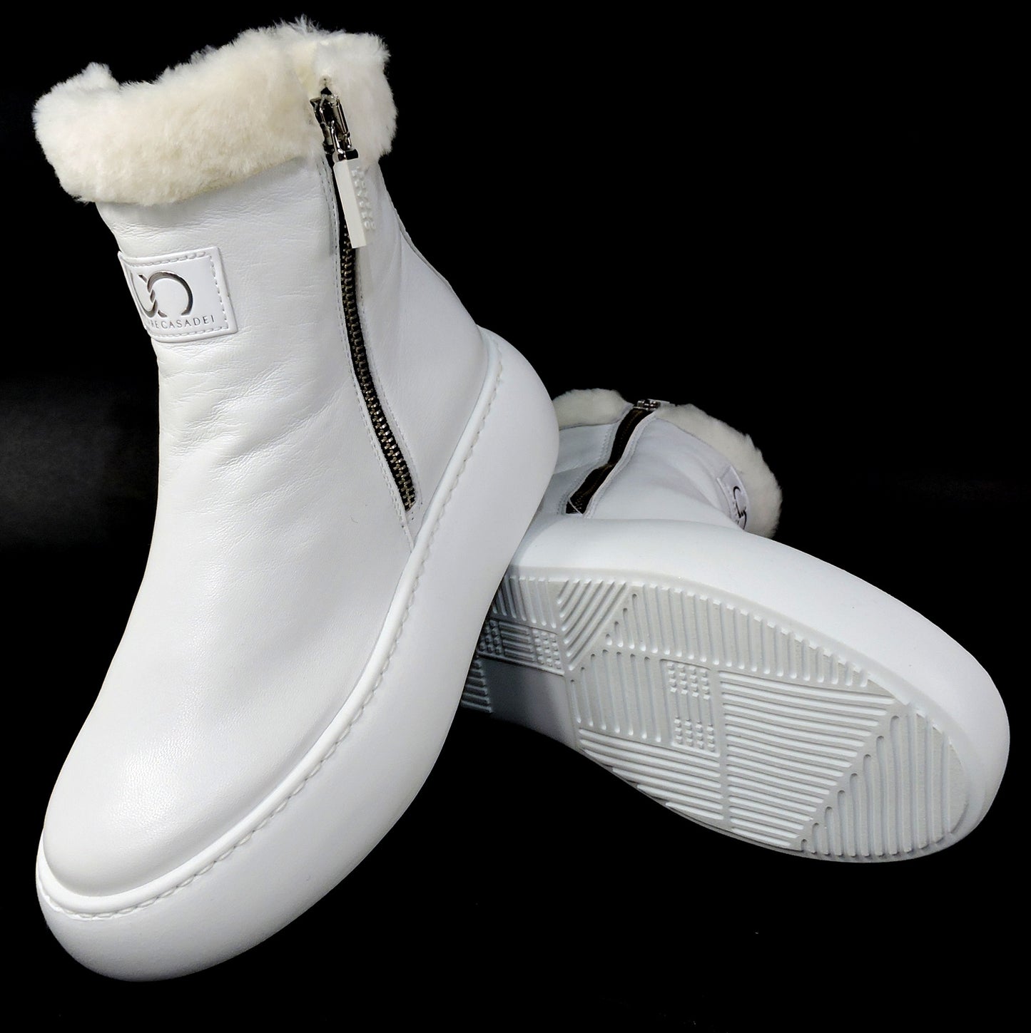 CASADEI š®š¹ WOMEN'S WHITE SOFT LEATHER COMFORT WINTER ANKLE BOOTIE