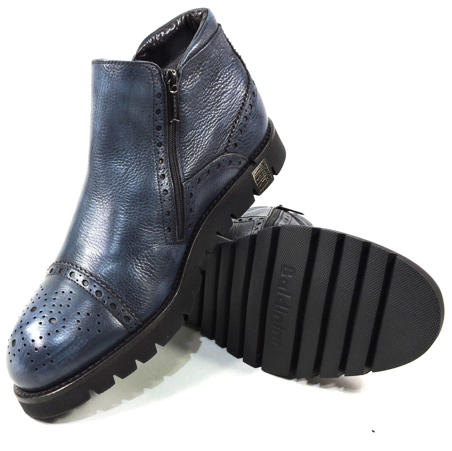 BALDININI 🇮🇹 MEN'S BLUE LEATHER COMFORT WINTER BOOTIE