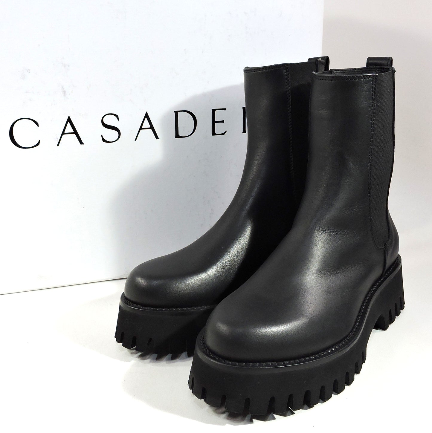 CASADEI ๐ฎ๐น WOMEN'S BLACK LEATHER COMFORT CHELSEA STYLE FASHION BOOTIE