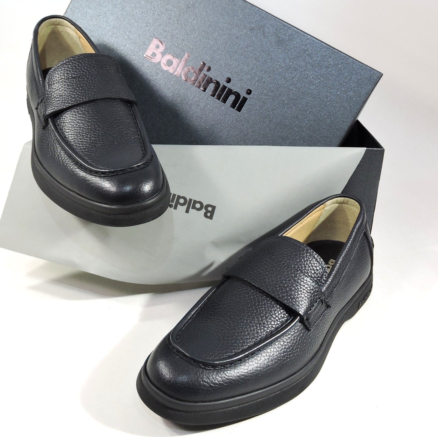 BALDININI ๐ฎ๐น MEN'S BLUE SOFT LEATHER COMFORT LOAFERS