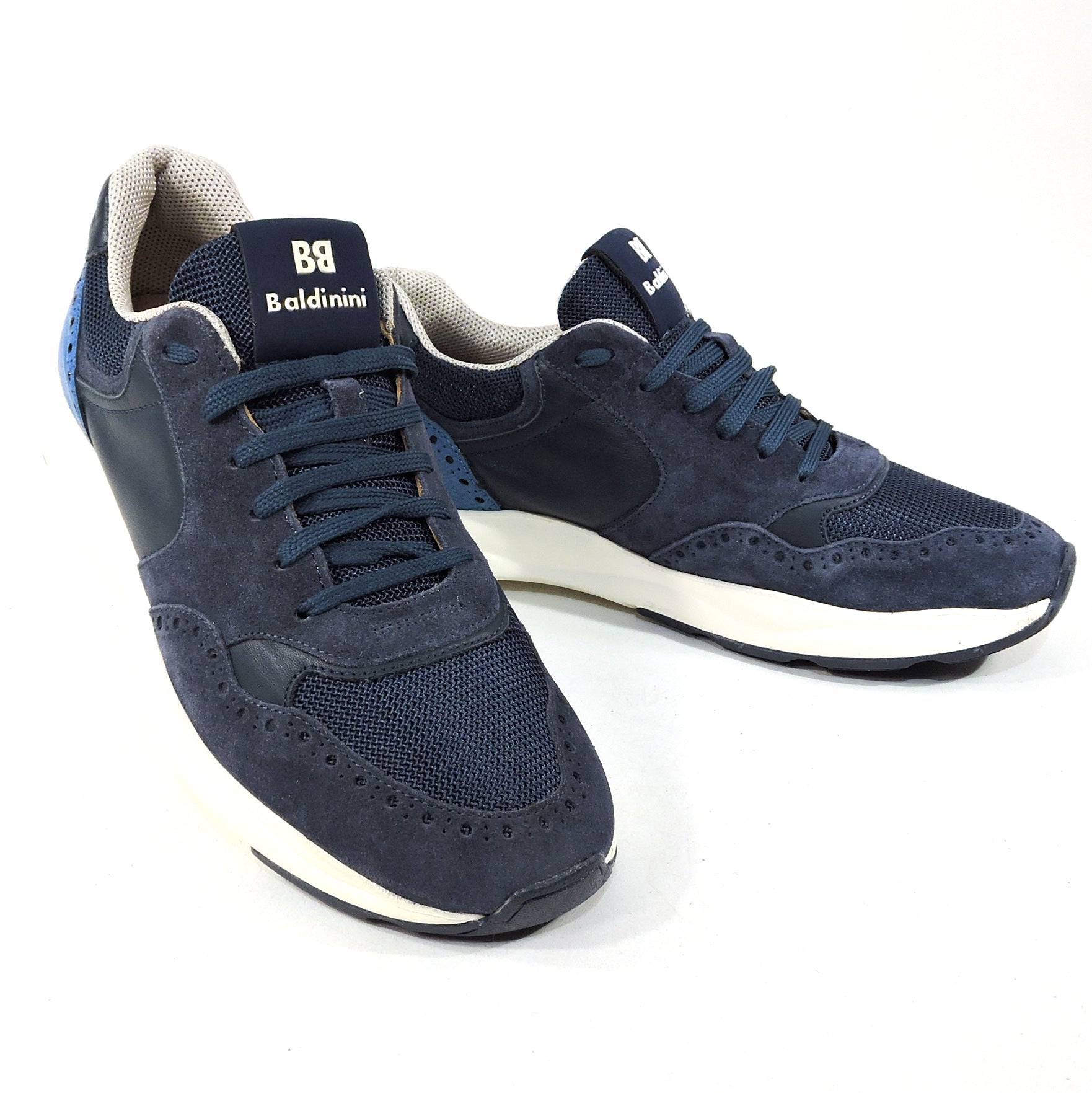 BALDININI MEN S BLUE SUEDE LEATHER COMFORT SNEAKERS Euro