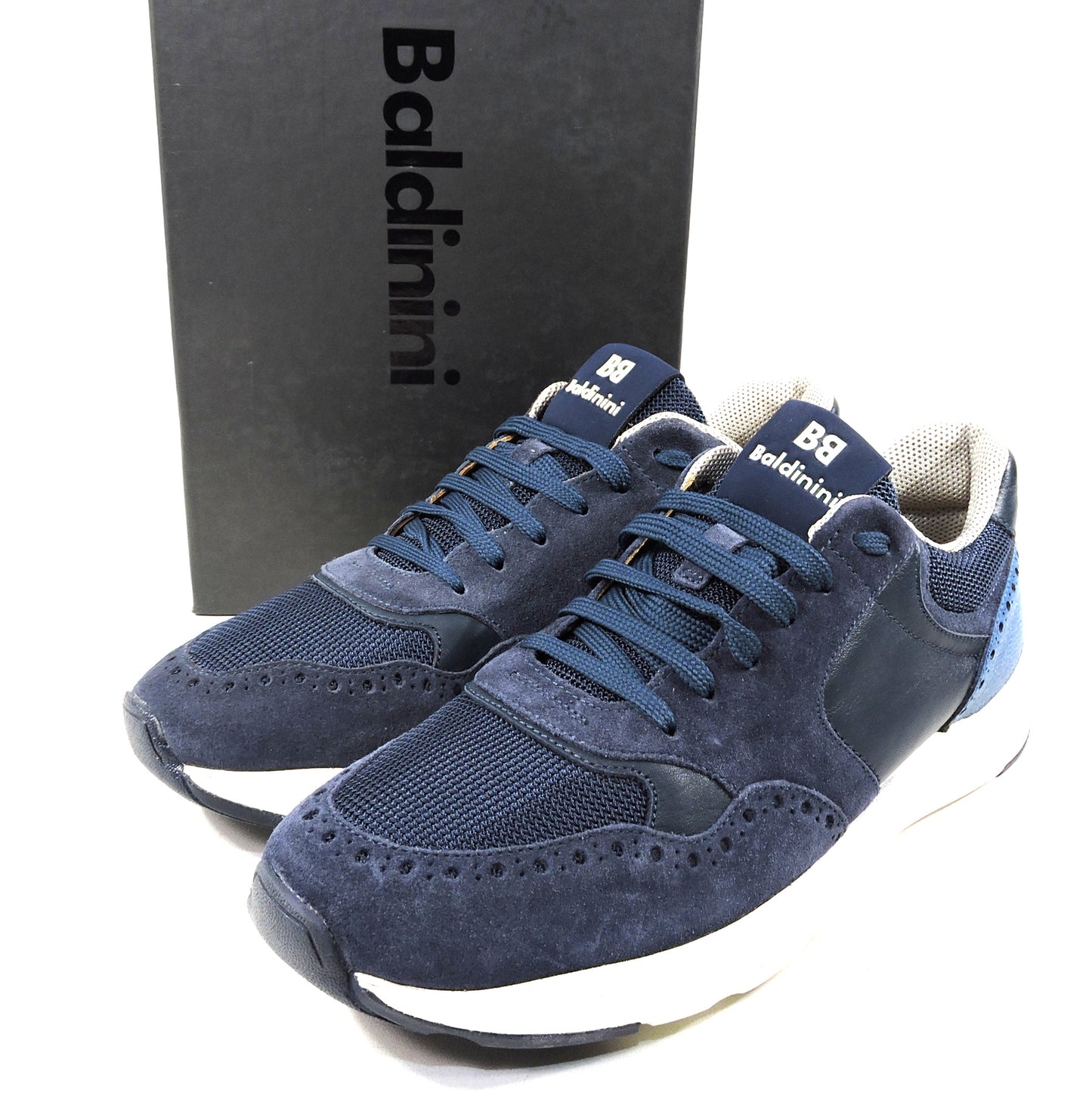 BALDININI ๐ฎ๐น MEN'S BLUE SUEDE & LEATHER COMFORT SNEAKERS