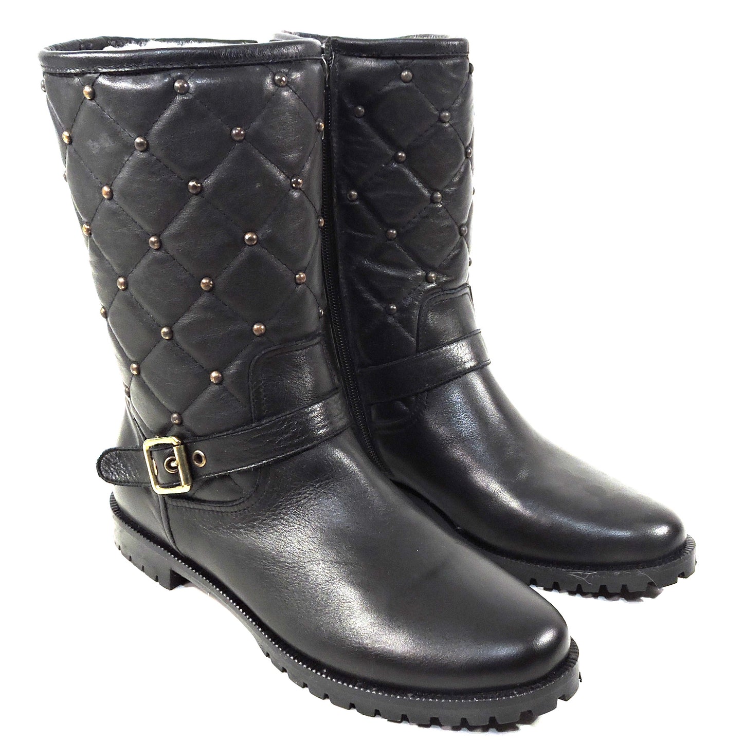 LUIGI TRAINI 🇮🇹 WOMEN'S BLACK LEATHER COMFORT WINTER BOOTS
